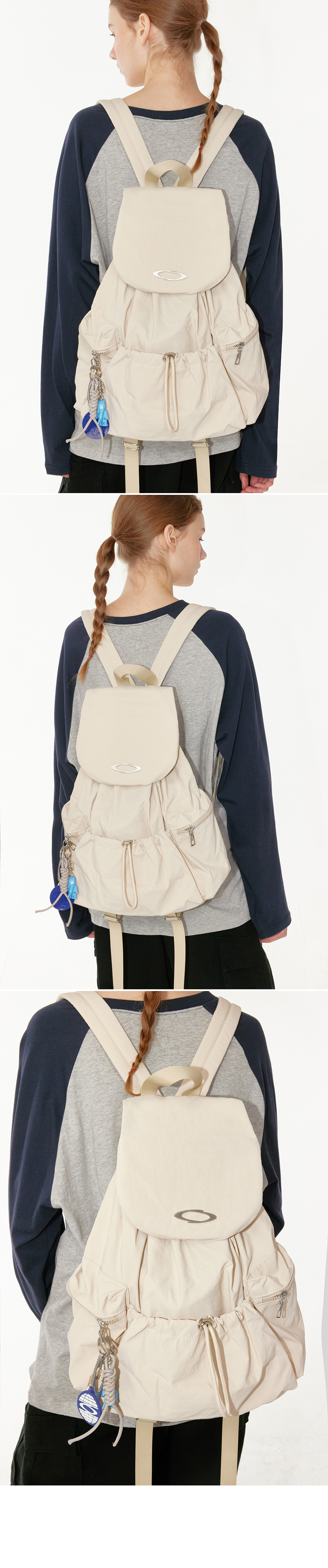 STRING FLAP BACKPACK - 3 COLORS LIGHT GREY