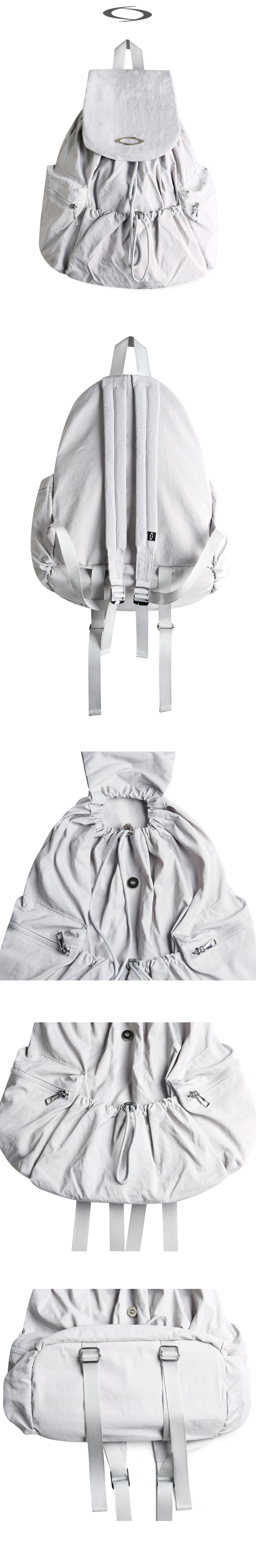 STRING FLAP BACKPACK - 3 COLORS LIGHT GREY