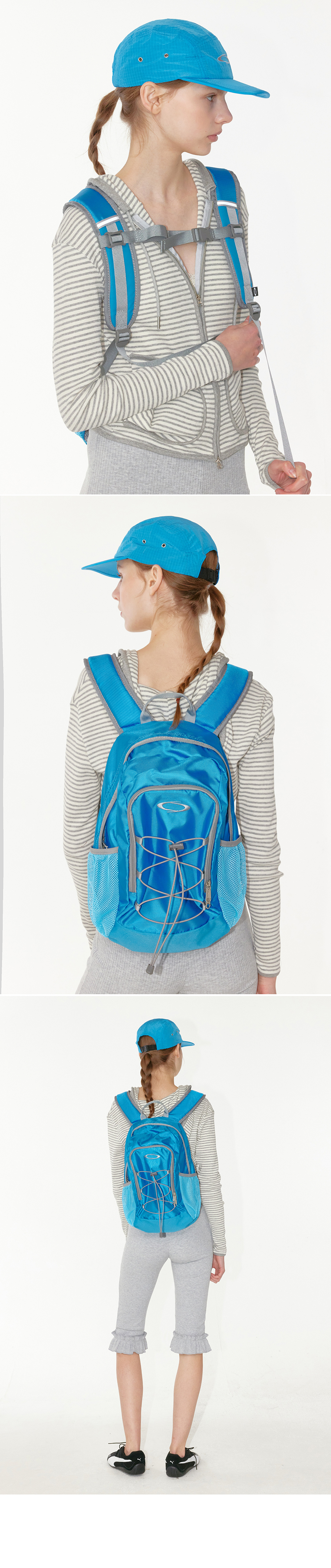 STRING MESH POCKET BACKPACK - 2 COLORS BLUE