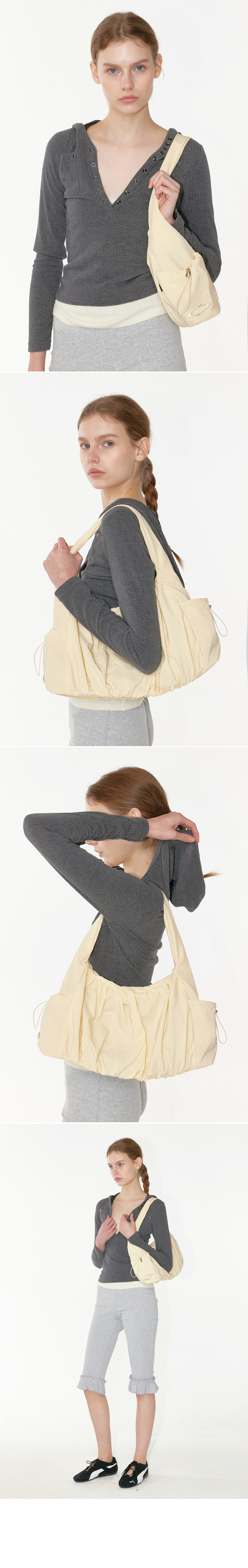 SHIRRING SHOULDER BAG - 3 COLORS IVORY