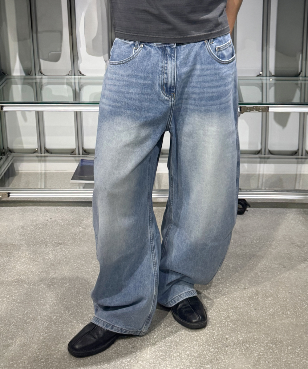 Pale Fade Curved Denim_Blue