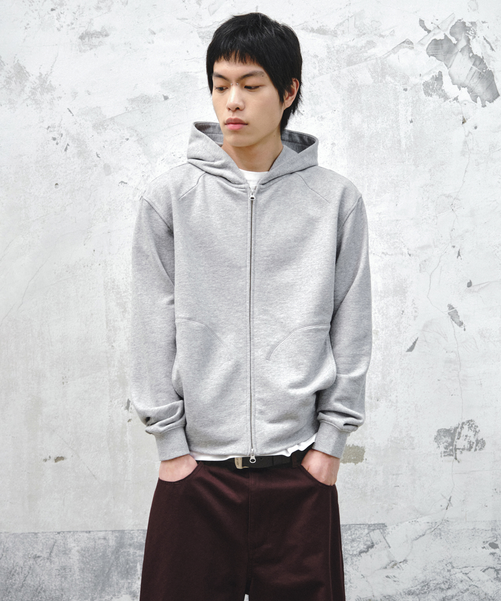 Raw Washed Zip-Up Hoody_Grey