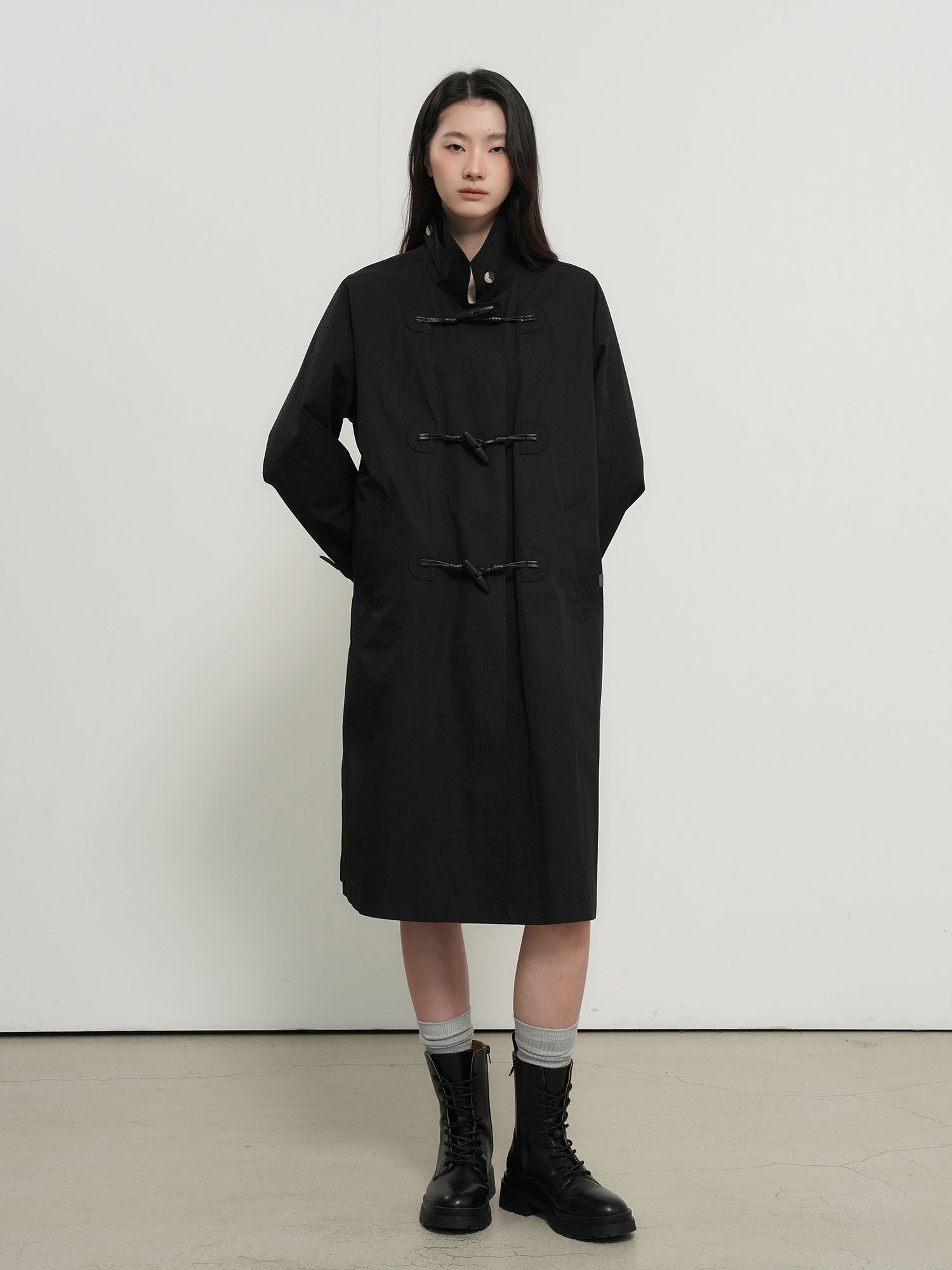 woman toggle single trench пальто [черный]