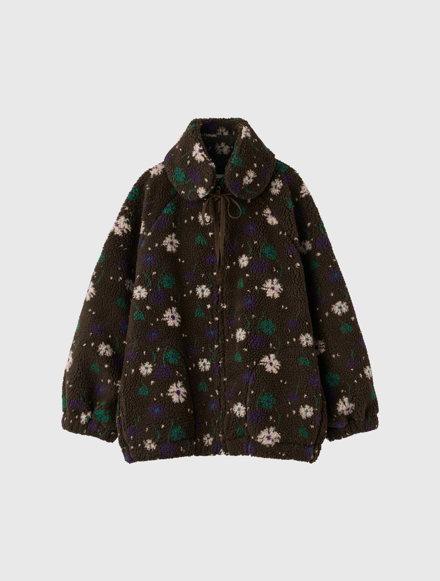 woman flower-patterned fleece jumper [коричневый]