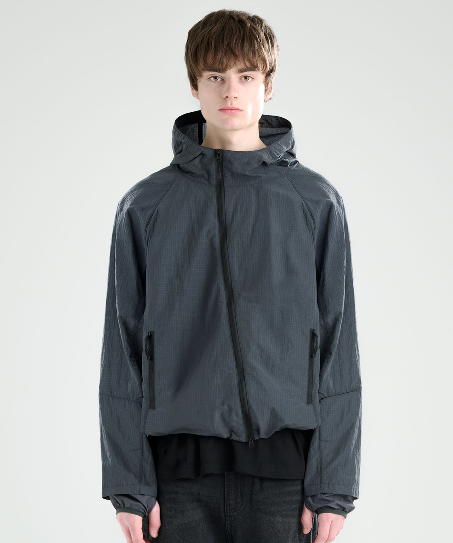 CURVED HOODED ZIP JACKET(CH)