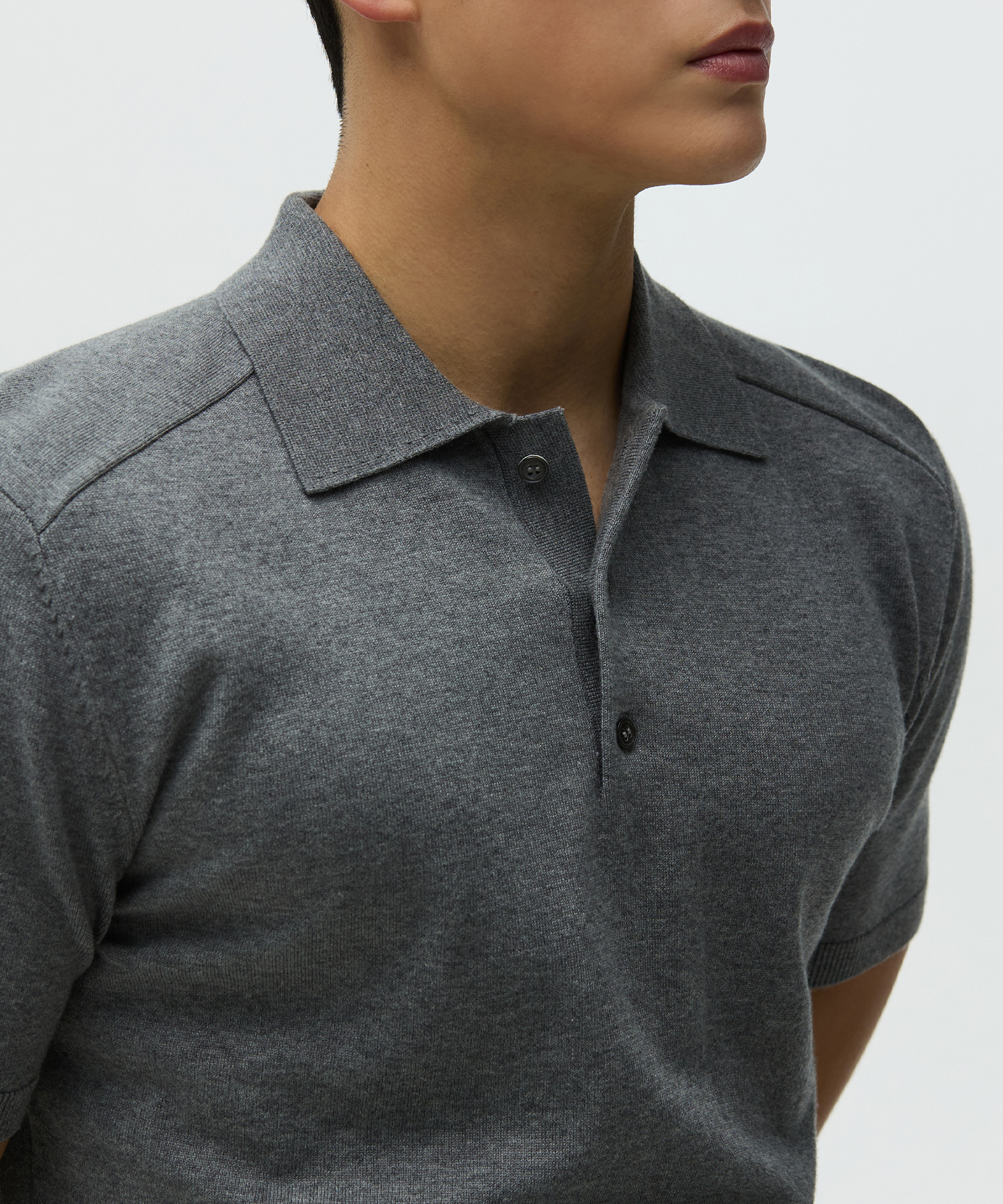 SHOULDER LINE MUSCLE FIT COLLAR вязаный MELANGE GREY