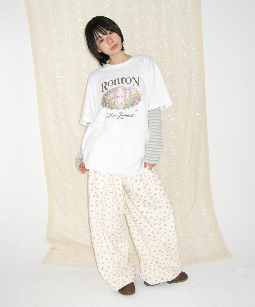 FLOWER CAT OVER FIT T SHIRT белый