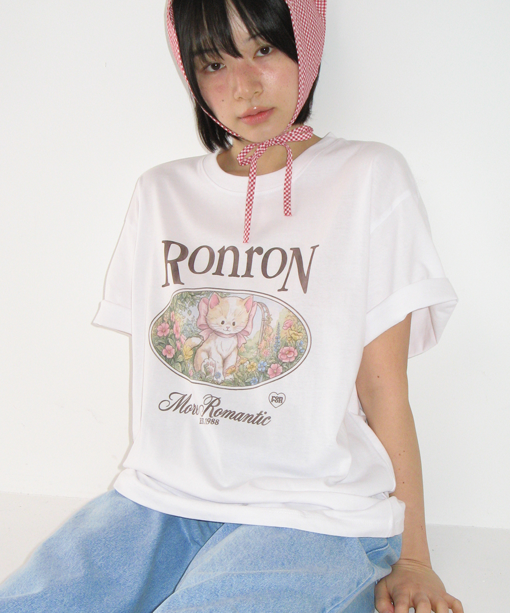 FLOWER CAT OVER FIT T SHIRT белый