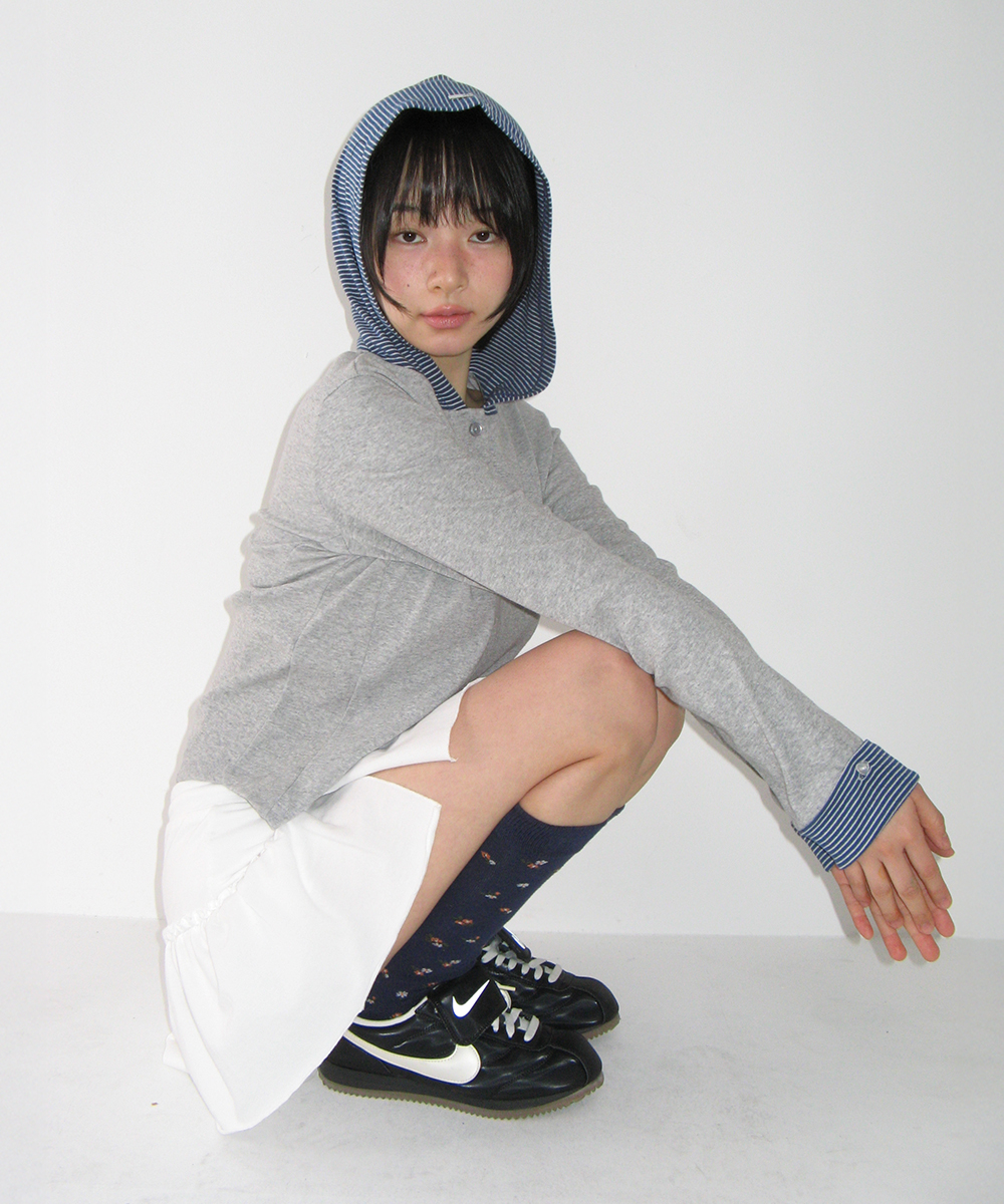 BUTTON CUFF HOODIE длинный рукав GREY