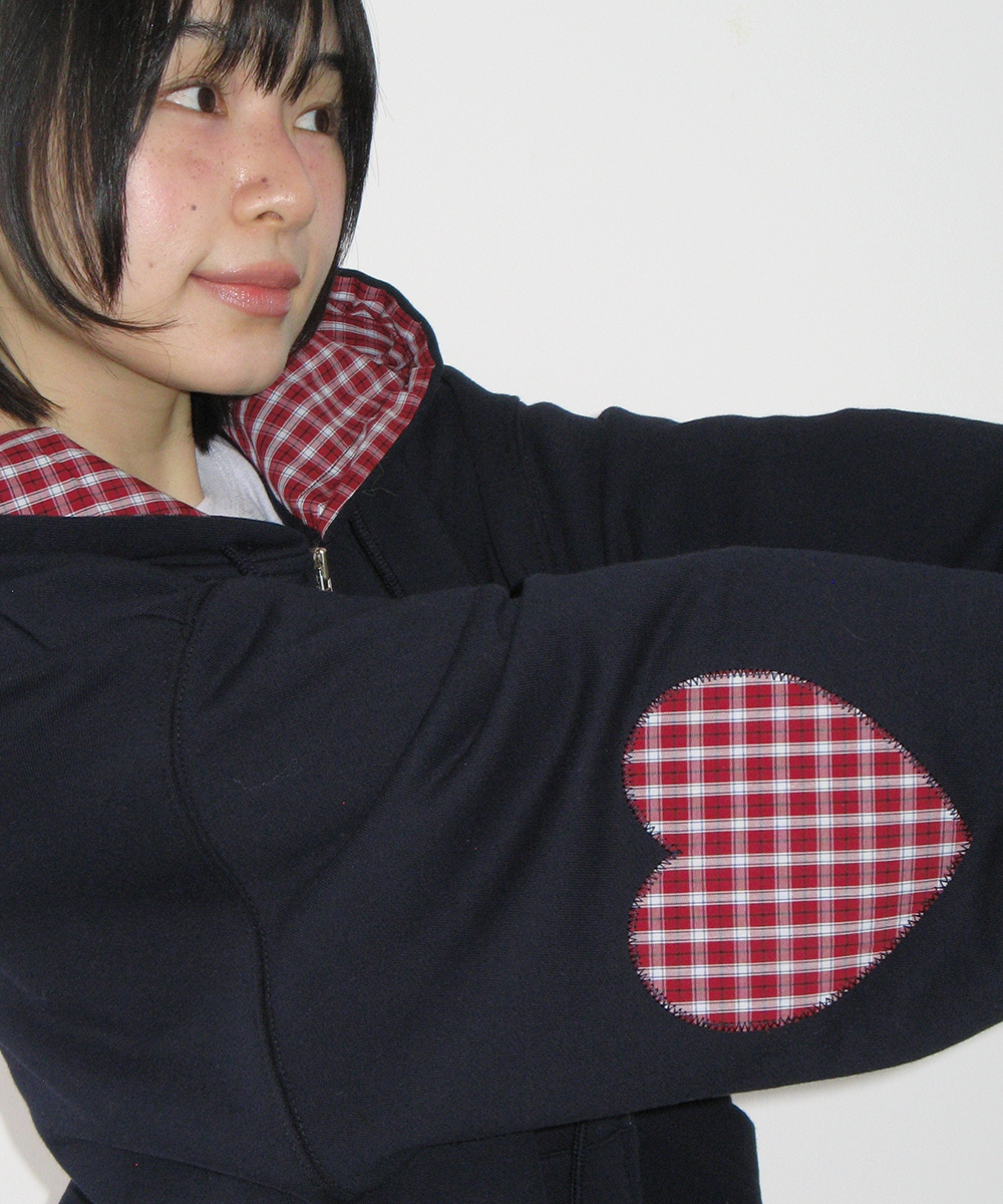 CHECK PATCH HOODIE ZIP UP темно-синий