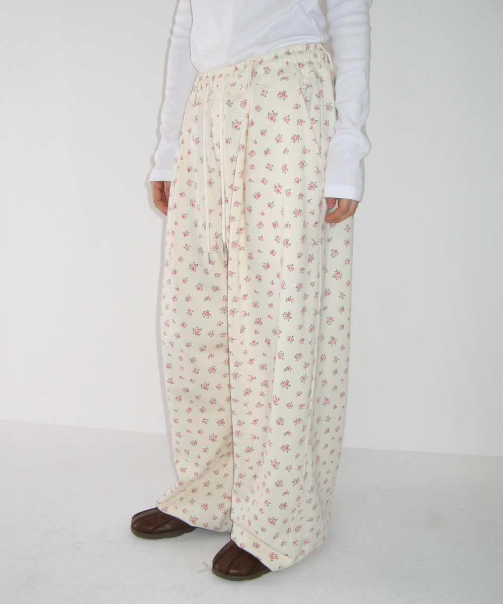 FLORAL WIDE SWEAT брюки CREAM