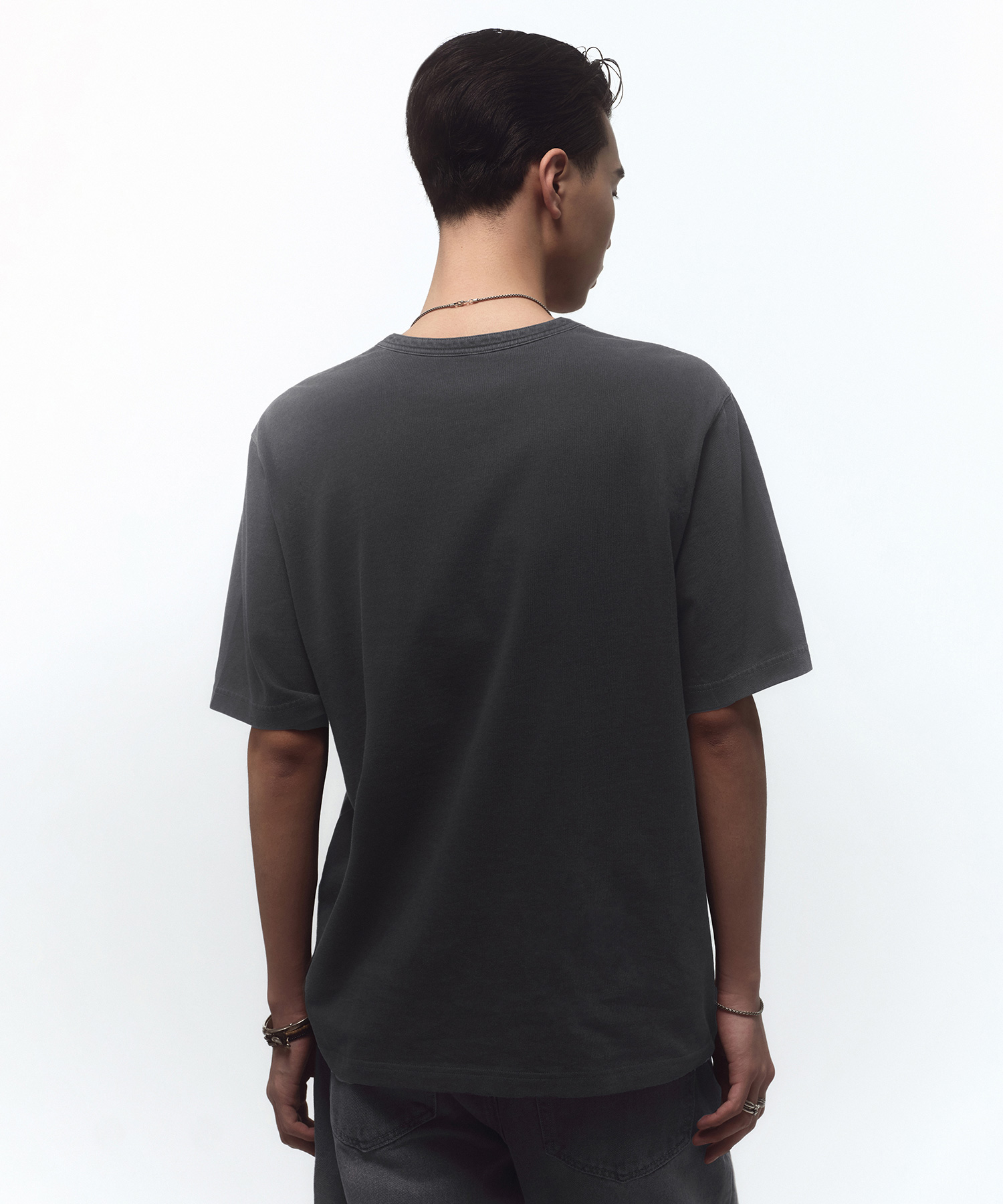 PIGMENT HENLEY NECK T-SHIRT [CHARCOAL GREY]