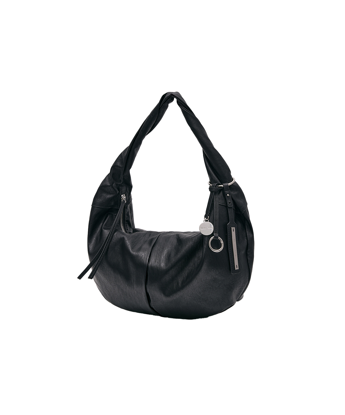 TWIST HANDLE SMALL HOBO BAG IN черный