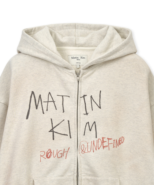 た*こ様 【新品タグ付き】Matin Kim クリーム色 ジップパーカー MUSINSA | MATIN KIM VINTAGE WASHED GRAFFITI HOODY ZIP UP IN BEIGE