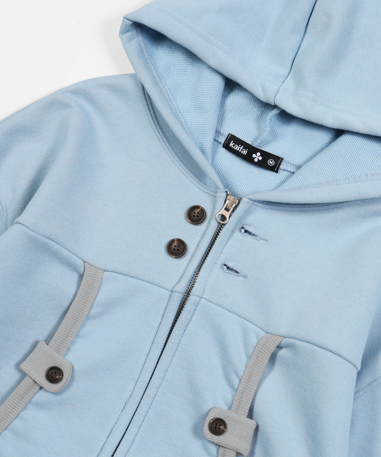 Curve Button Hooded Zip-Up (Sky синий) K26QA220