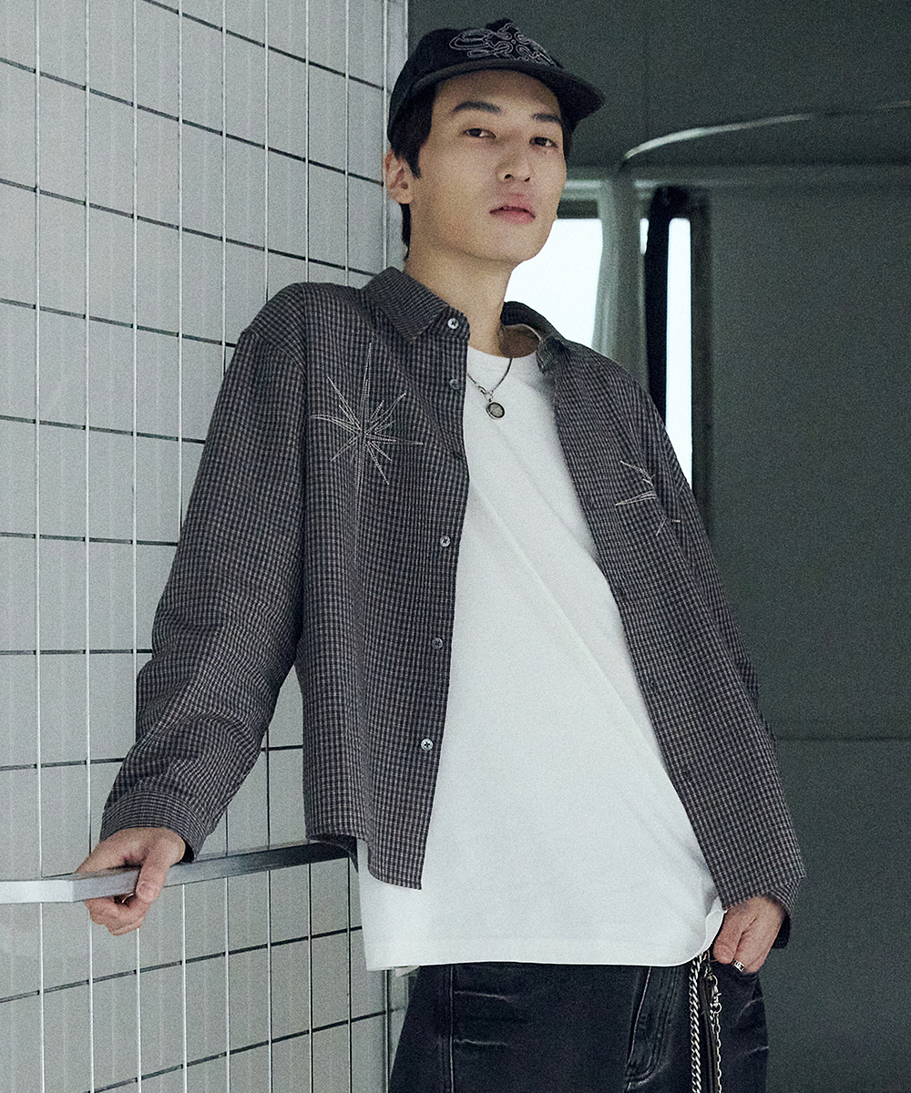 METEOR CROP CHECK SHIRT CHARCOAL