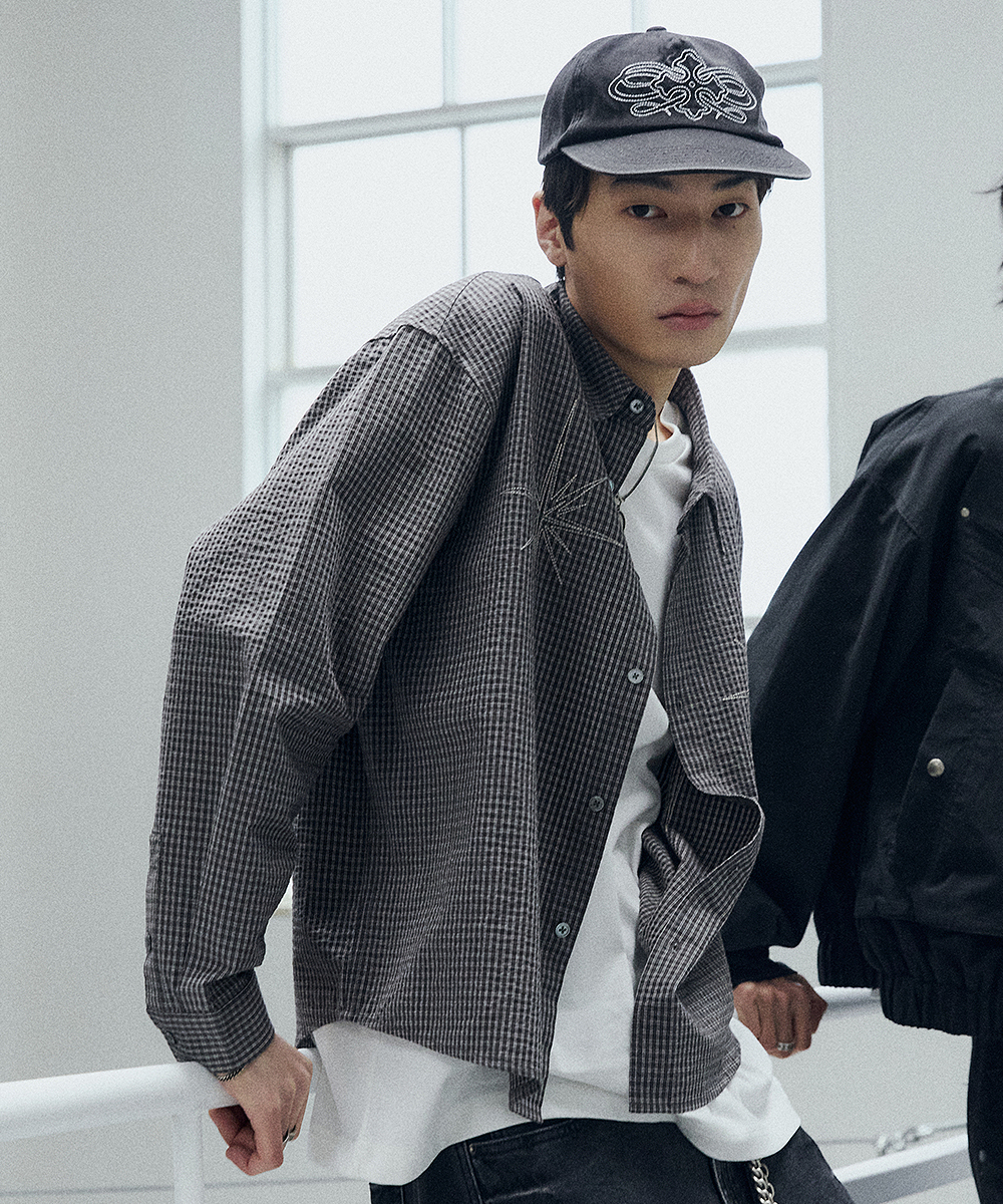 METEOR CROP CHECK SHIRT CHARCOAL