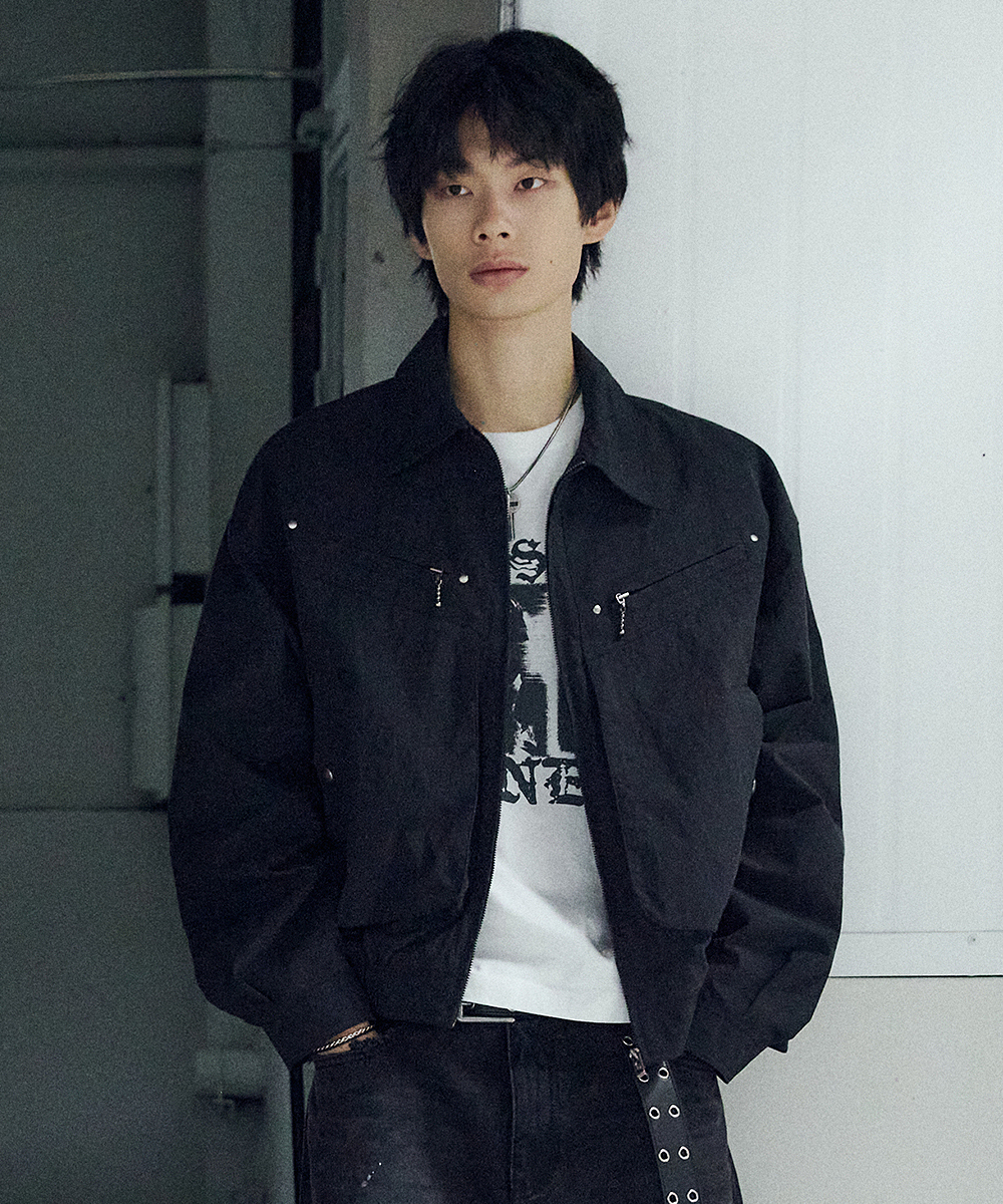 OVERLAYED POCKET BLOUSON BLACK