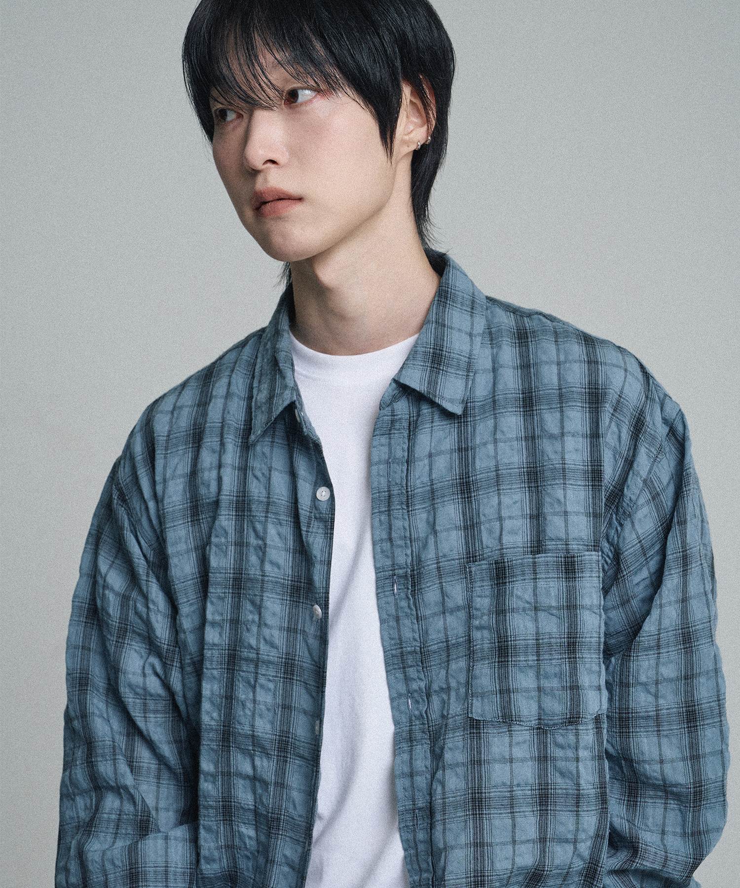 VINTAGE WRINKLE CHECK SHIRT BLUE