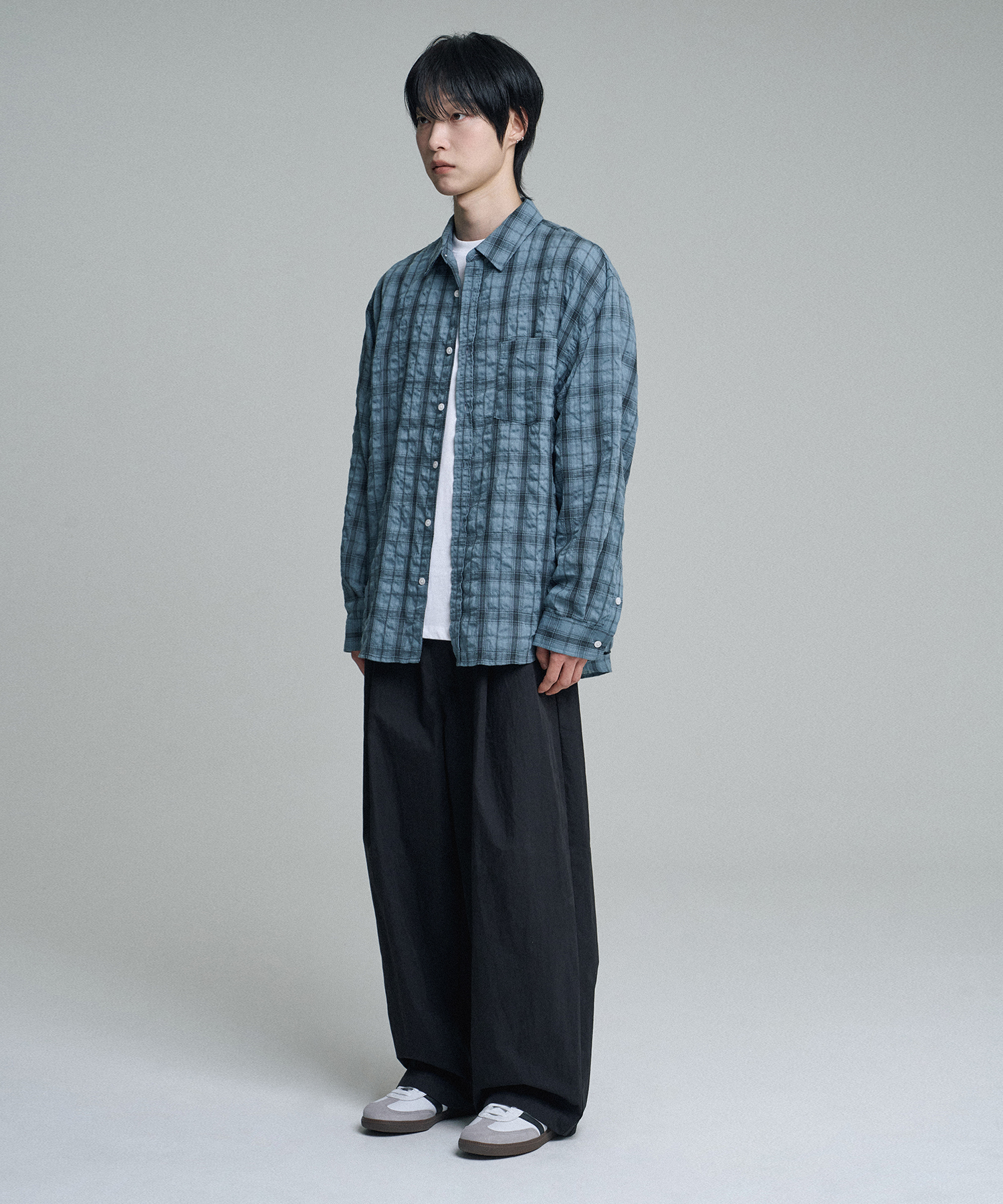 VINTAGE WRINKLE CHECK SHIRT BLUE