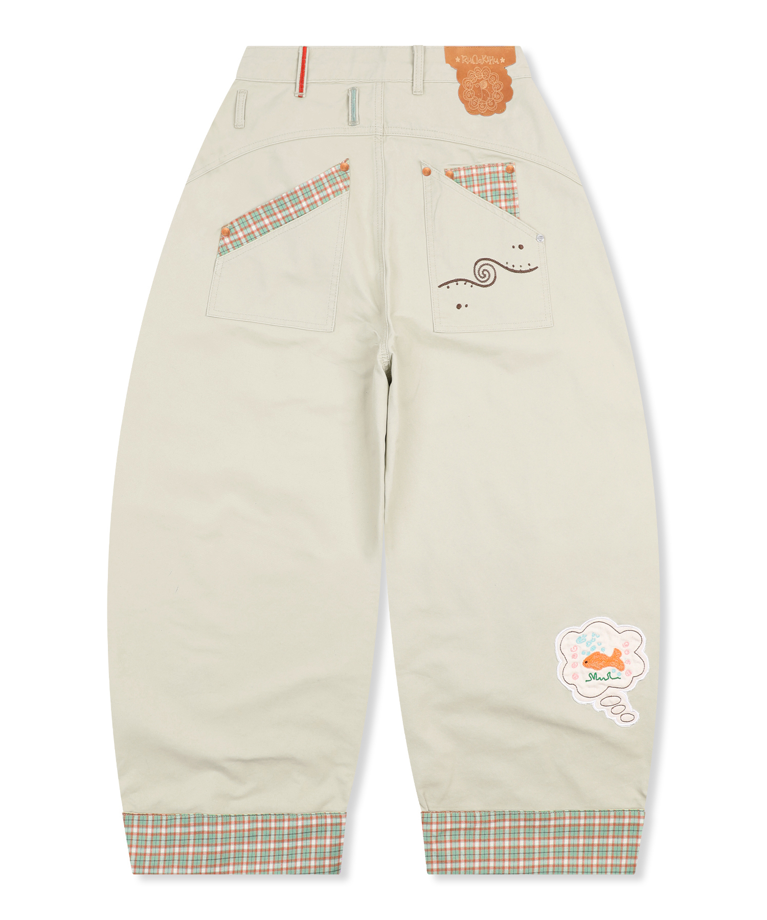 WXP085 Shiawase Check Contrast Balloon Pants (BEIGE)