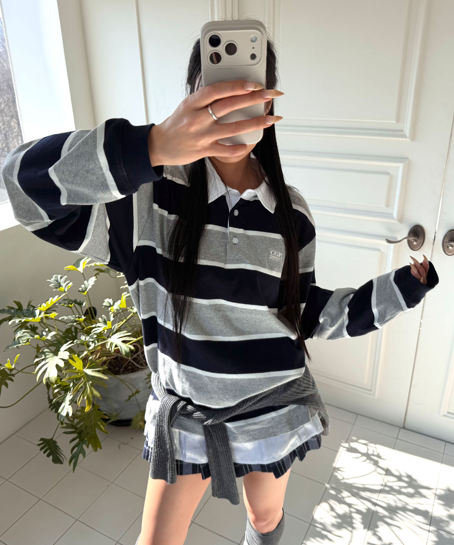 Регбийка в полоску Small Square Logo - Dark Navy
