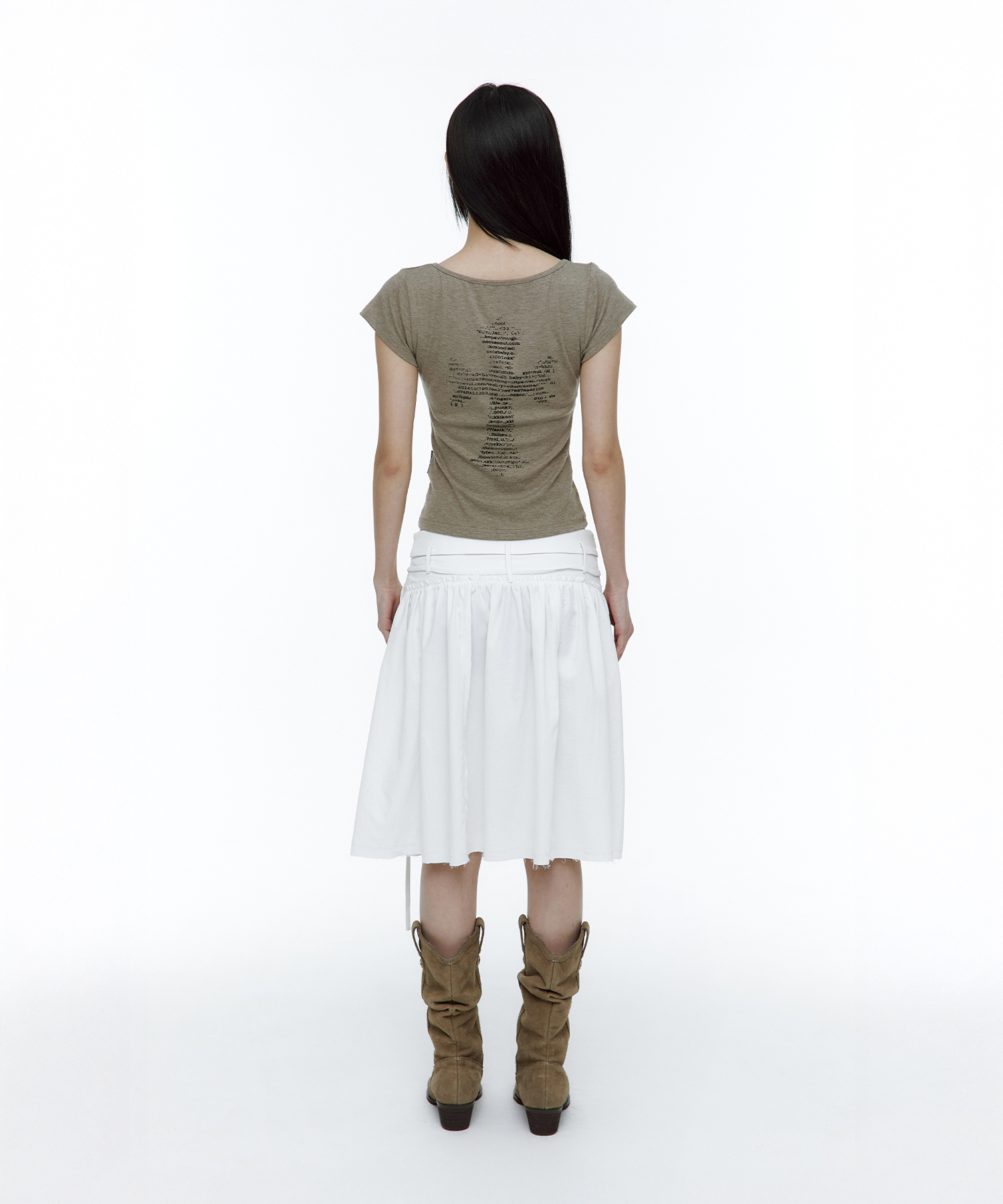 Asci Cross Henly Neck T-shirt Khaki Brown