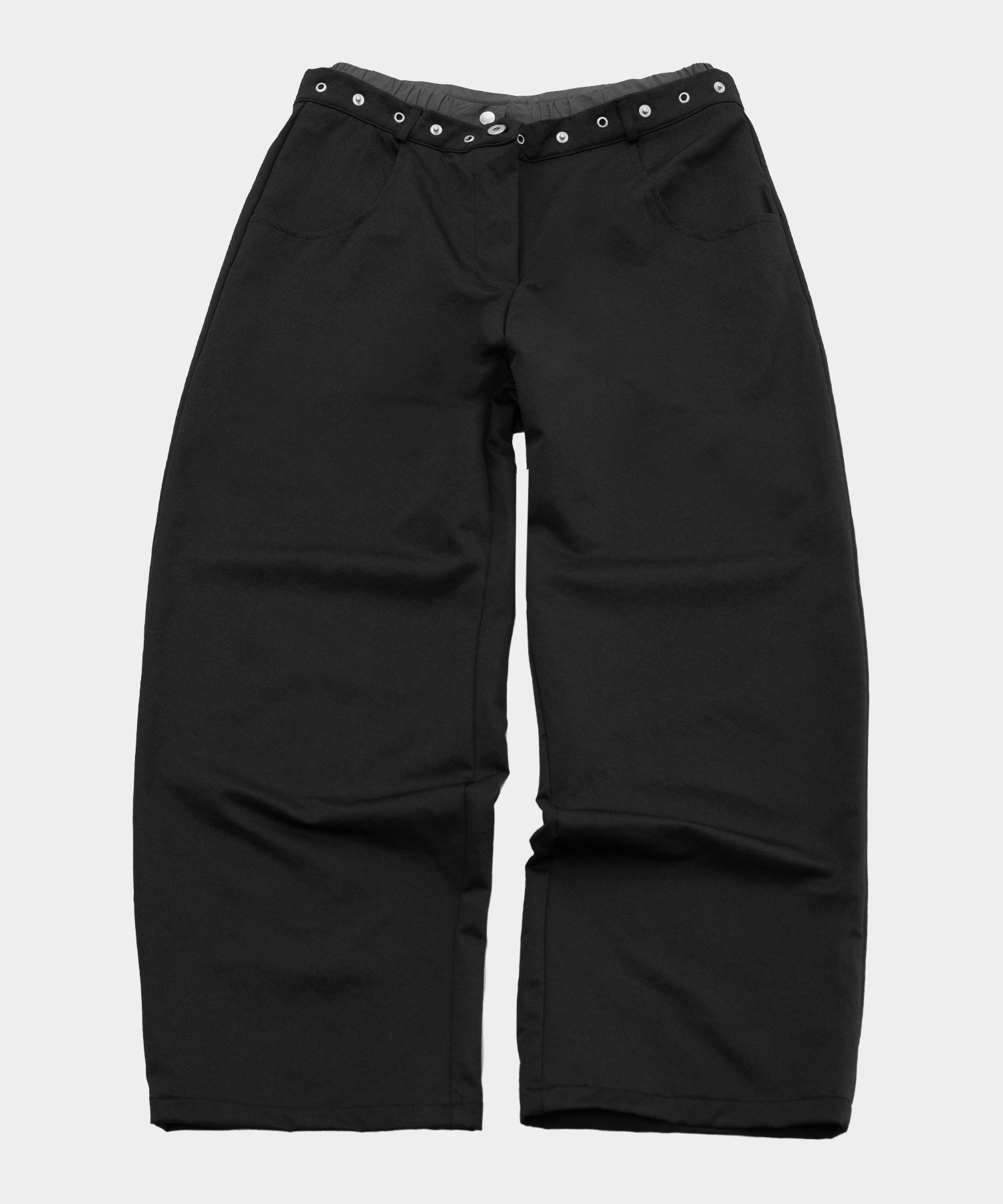Широкие брюки с эффектом многослойности и люверсами [Black]
