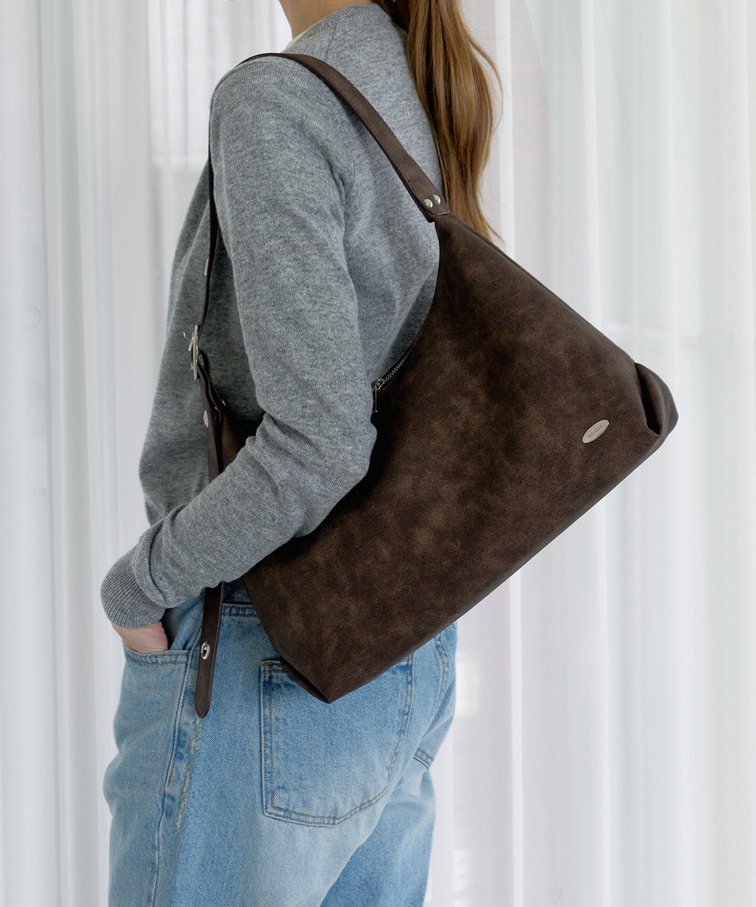 Сумка-хобо с люверсами Dave GN301K, Dark Brown