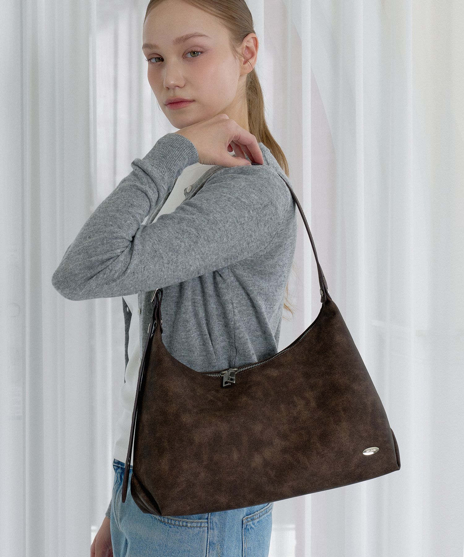 Сумка-хобо с люверсами Dave GN301K, Dark Brown