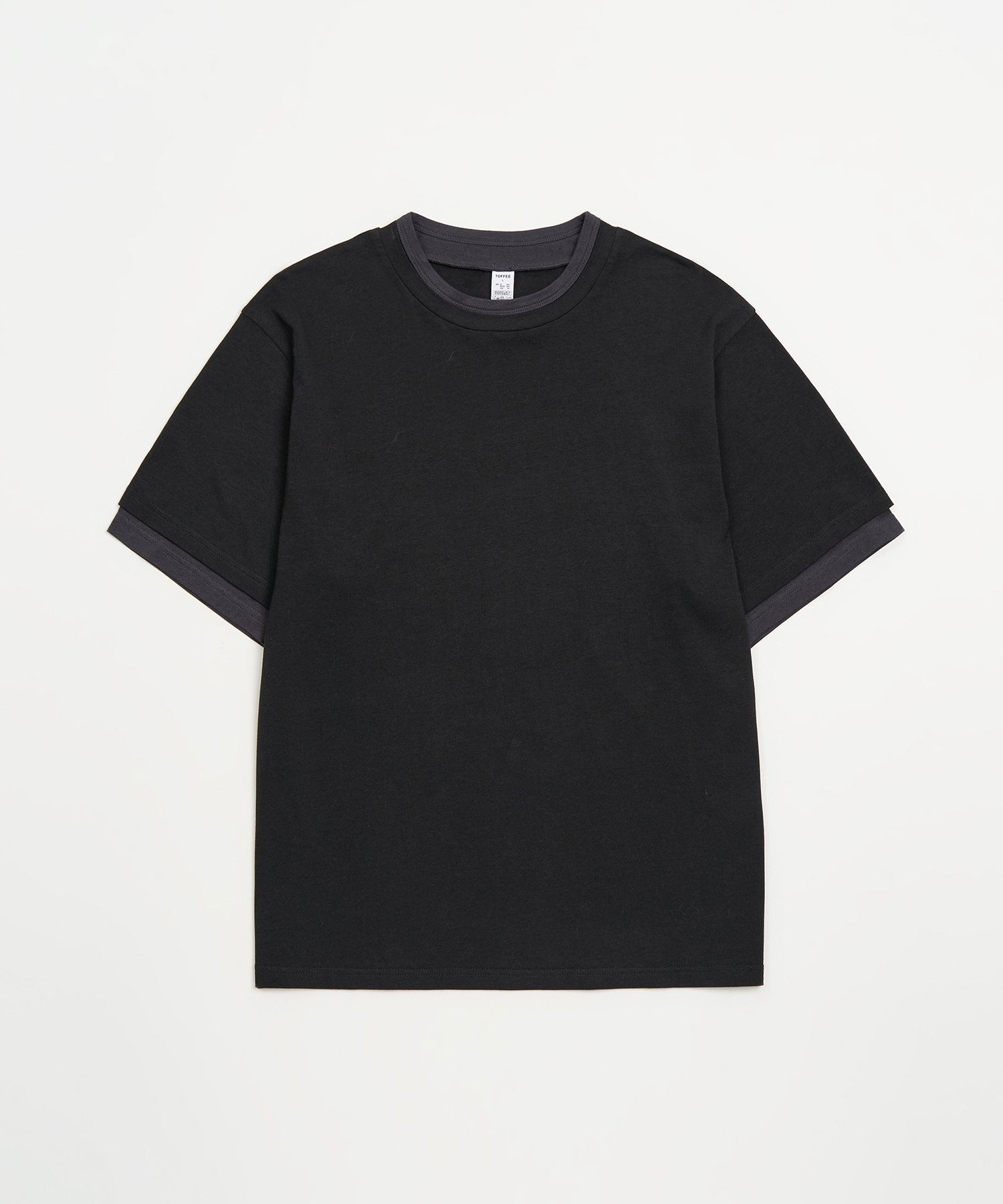 TWO-TONE LAYERED T-SHIRT(BLACK)