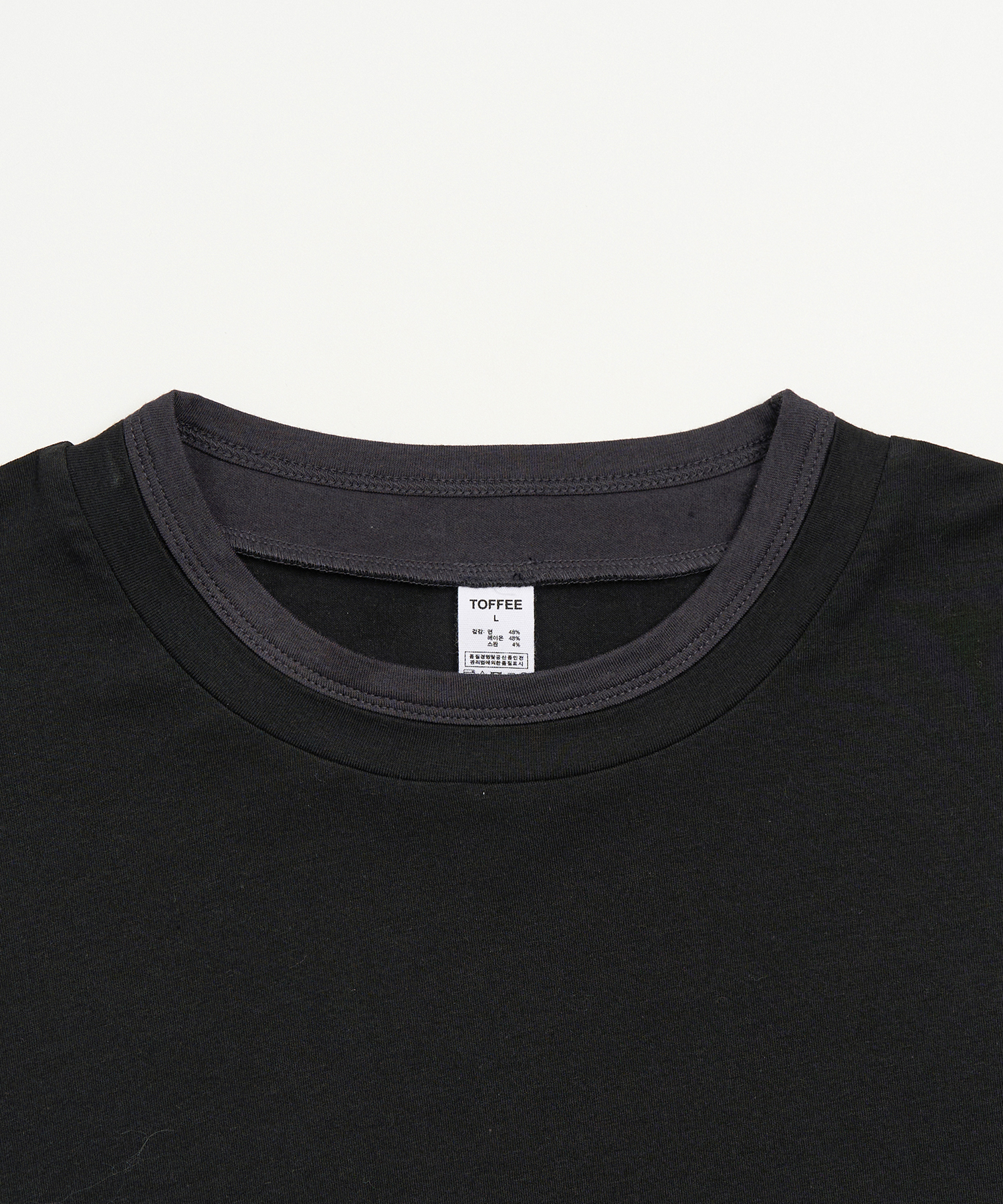 TWO-TONE LAYERED T-SHIRT(BLACK)