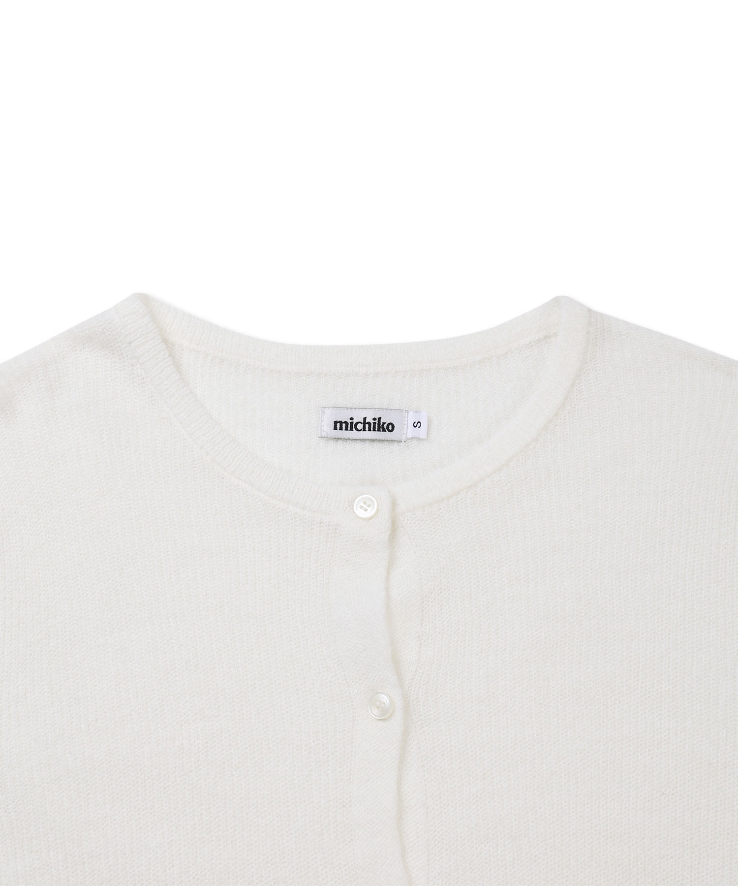 Sheer Mohair Knit Cardigan Ivory