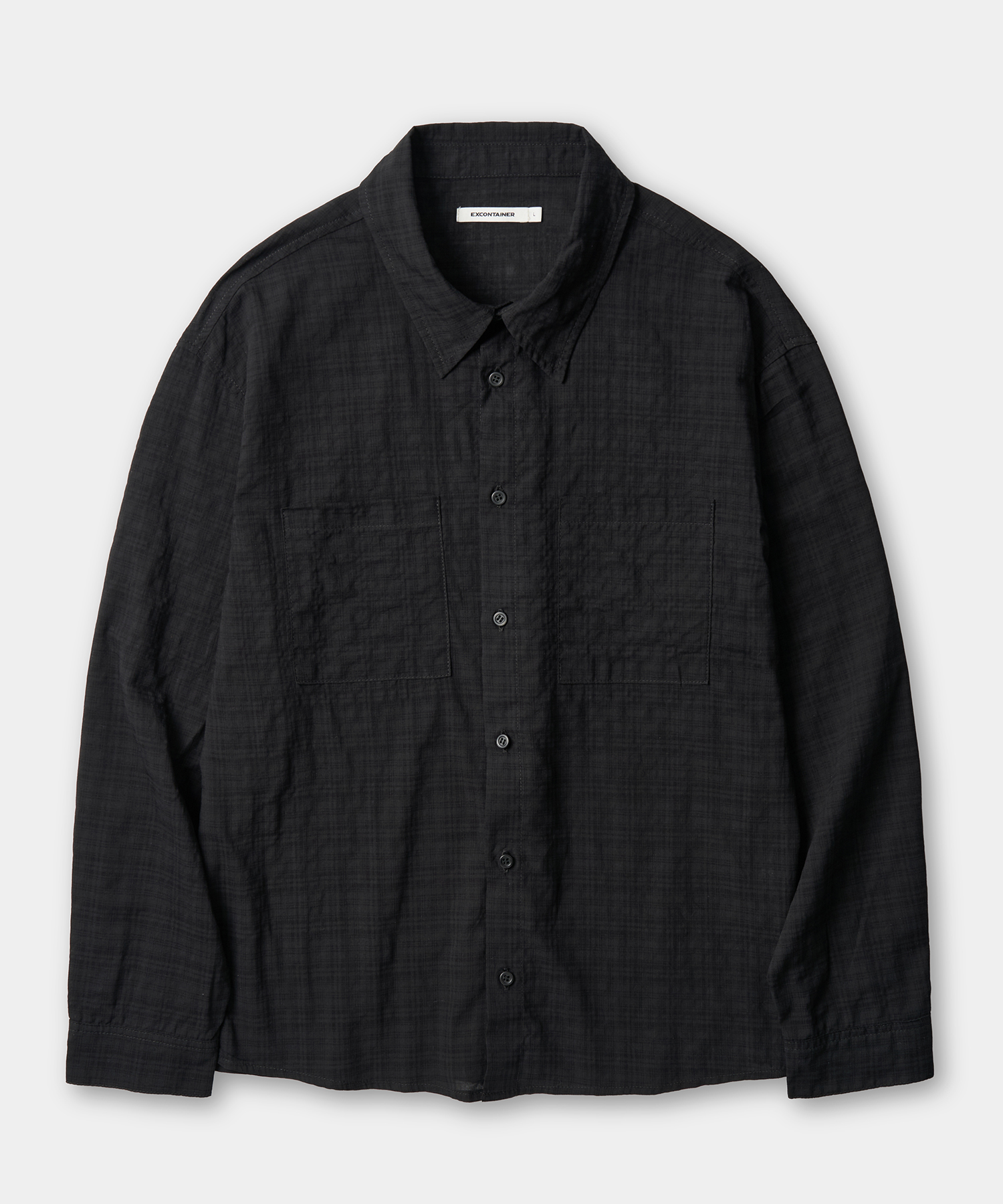 MUTED CHECK SEMI CROP SHIRT (BLACK)