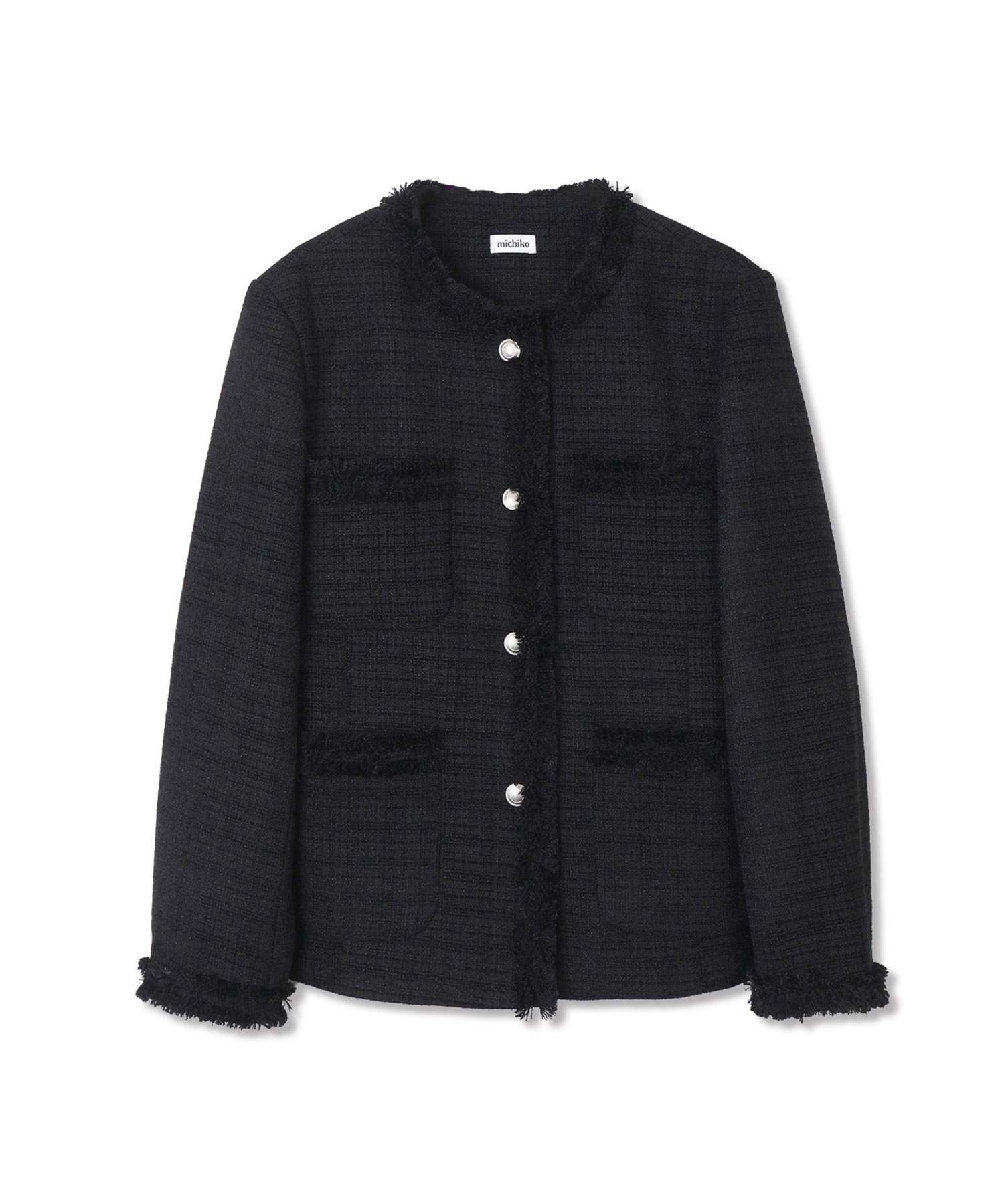 Fringed Tweed Jacket Black