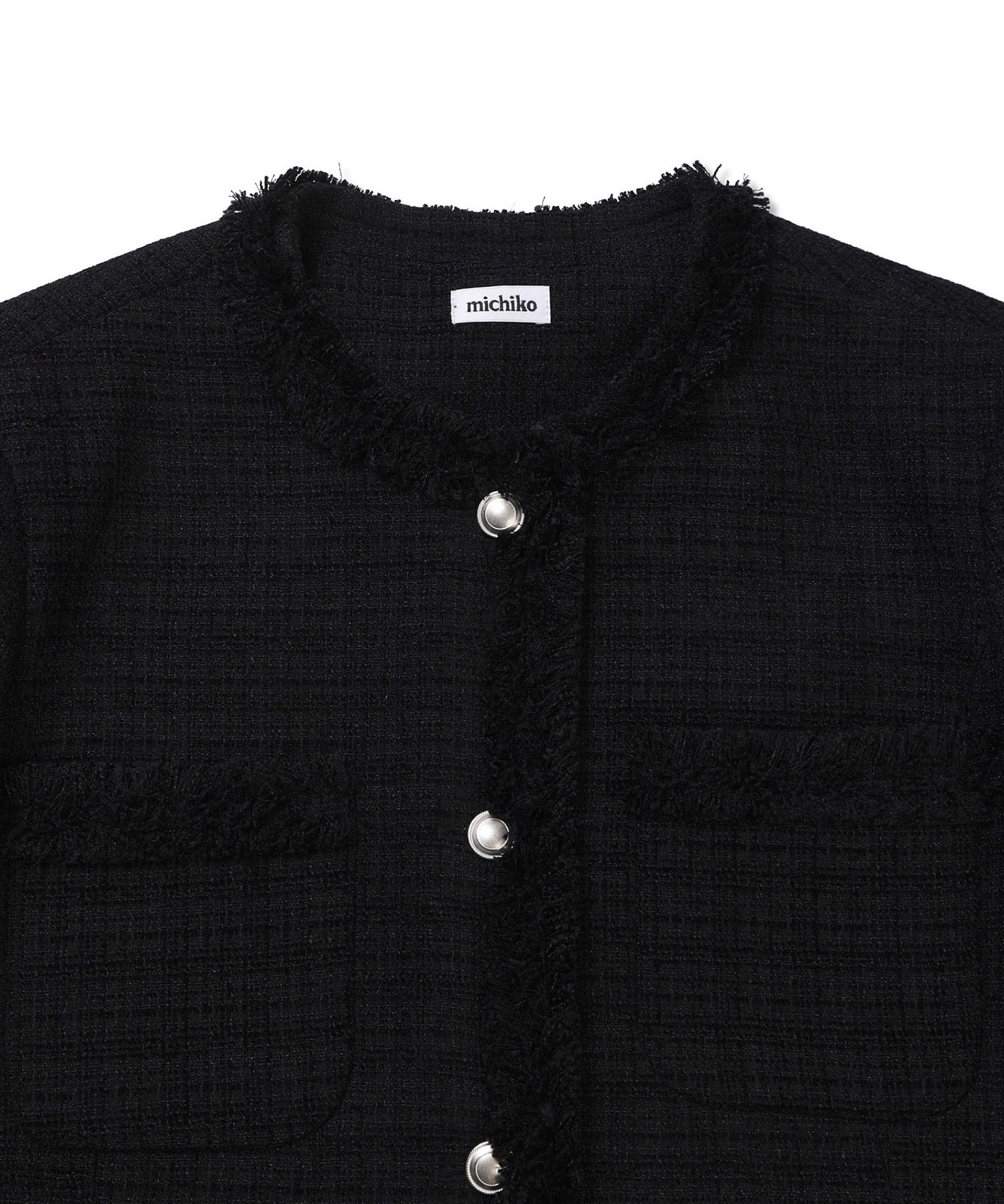 Fringed Tweed Jacket Black