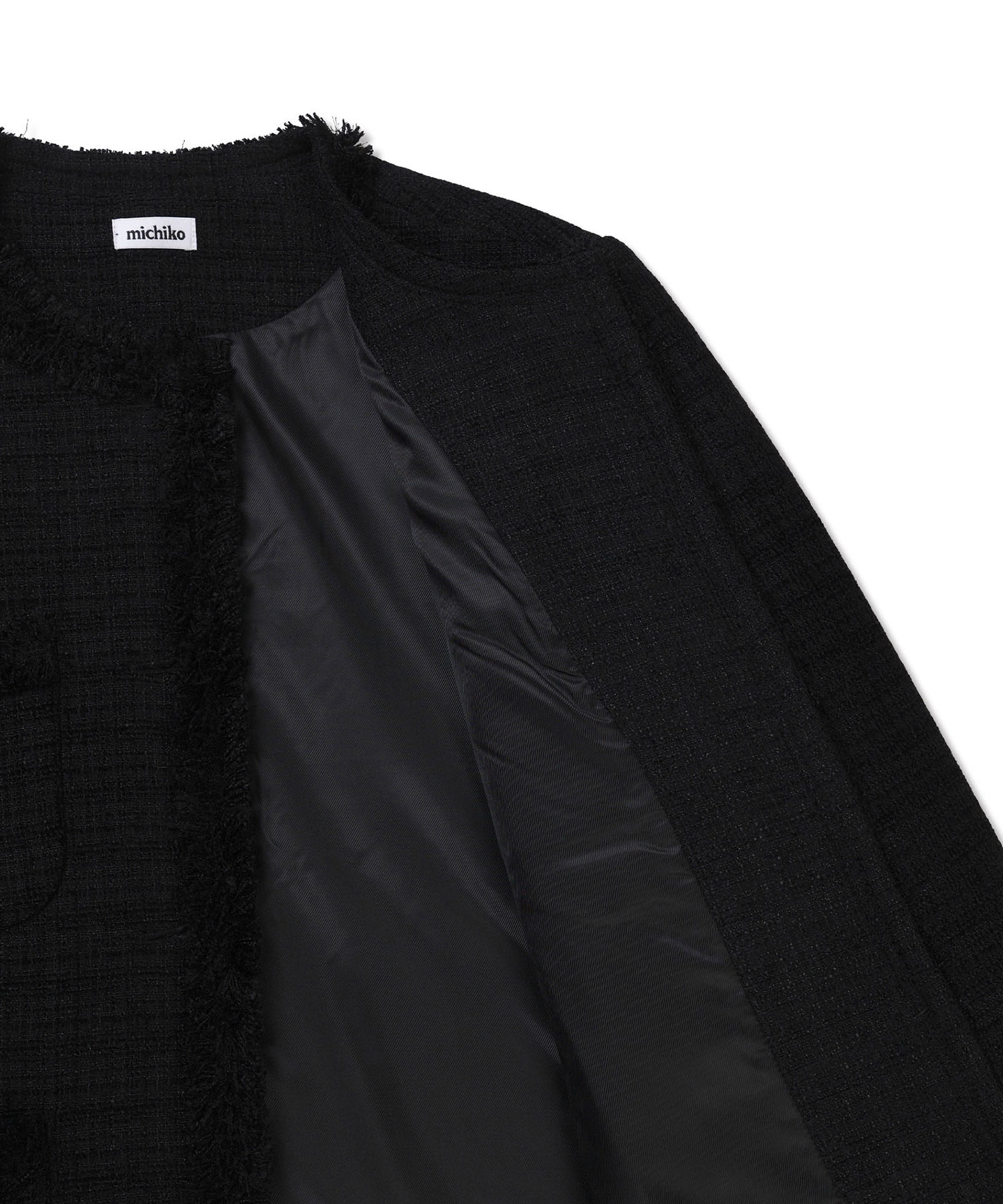 Fringed Tweed Jacket Black