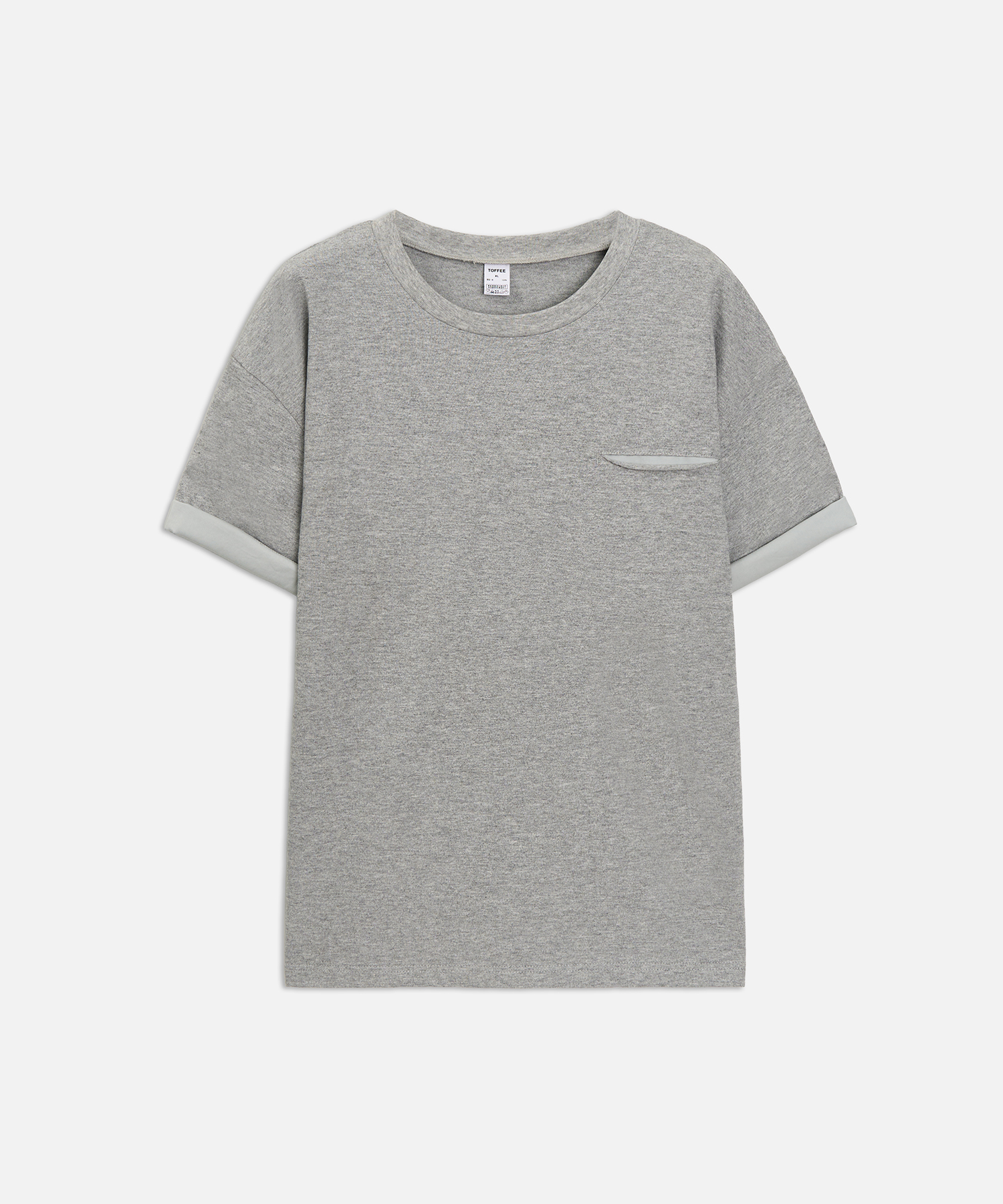 LAYERED POCKET CROP TEE (MELANGE GREY)