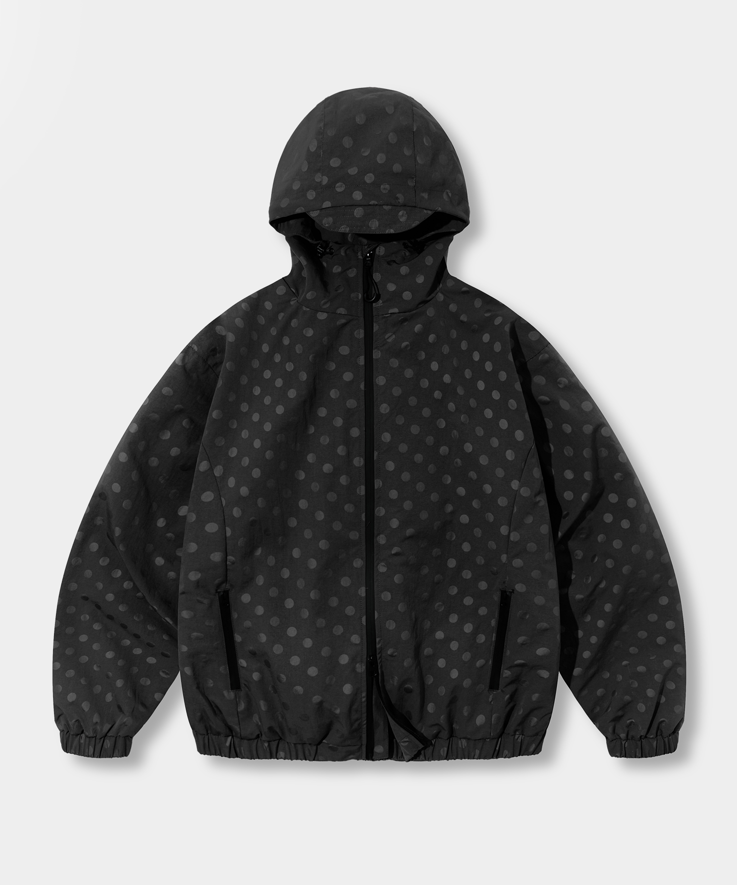 2WAY ESSENTIAL DOT HOODED WINDBREAKER_BLACK