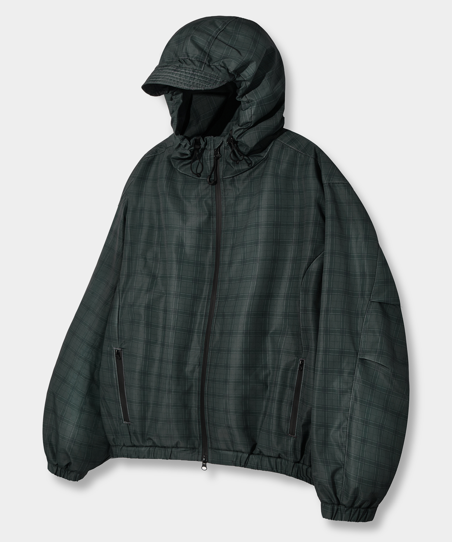 2WAY ESSENTIAL CHECK HOODED WINDBREAKER_3 COLOR