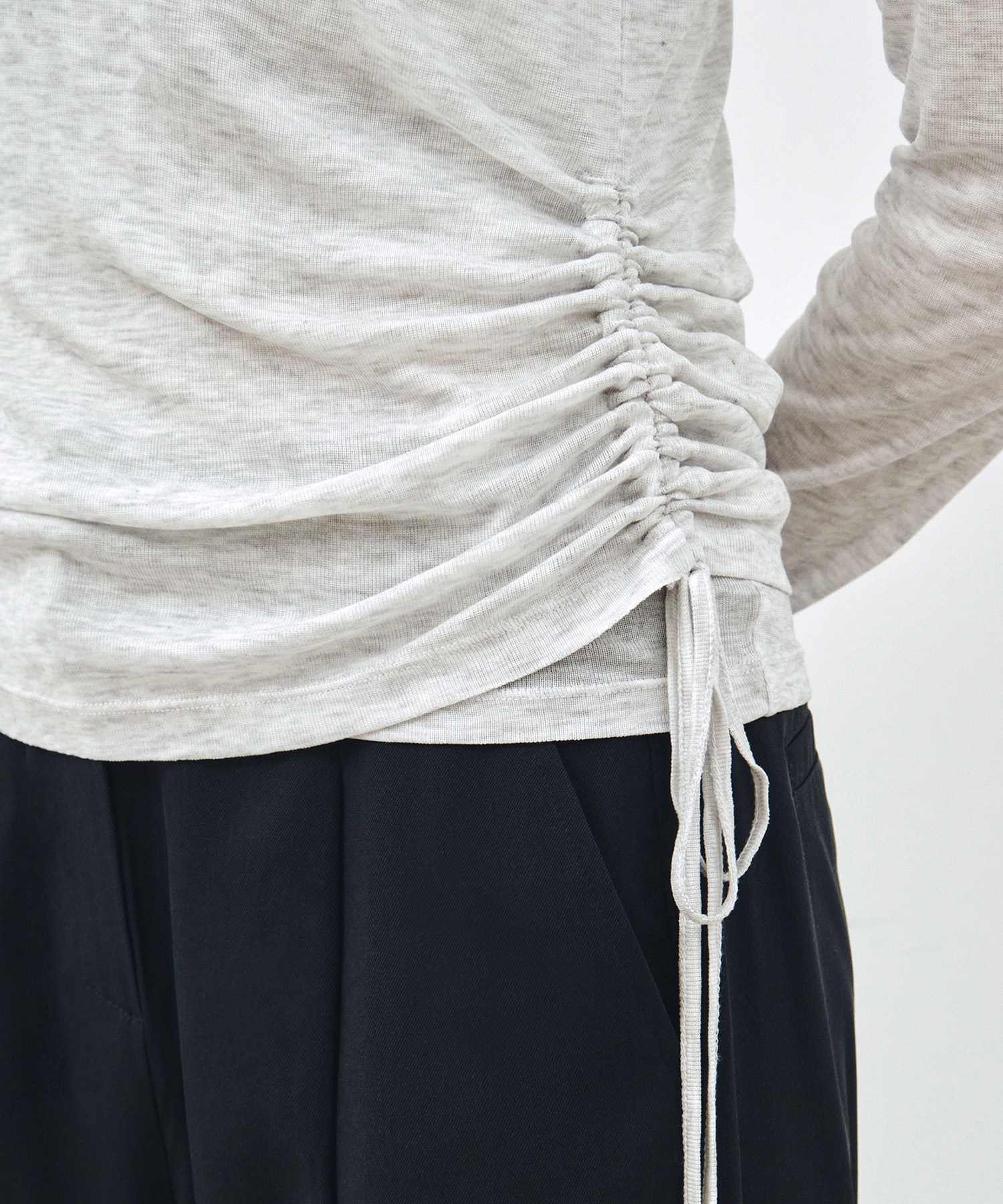 [SET] Футболка со сборками сбоку Light Gray MDTS067LGRAY