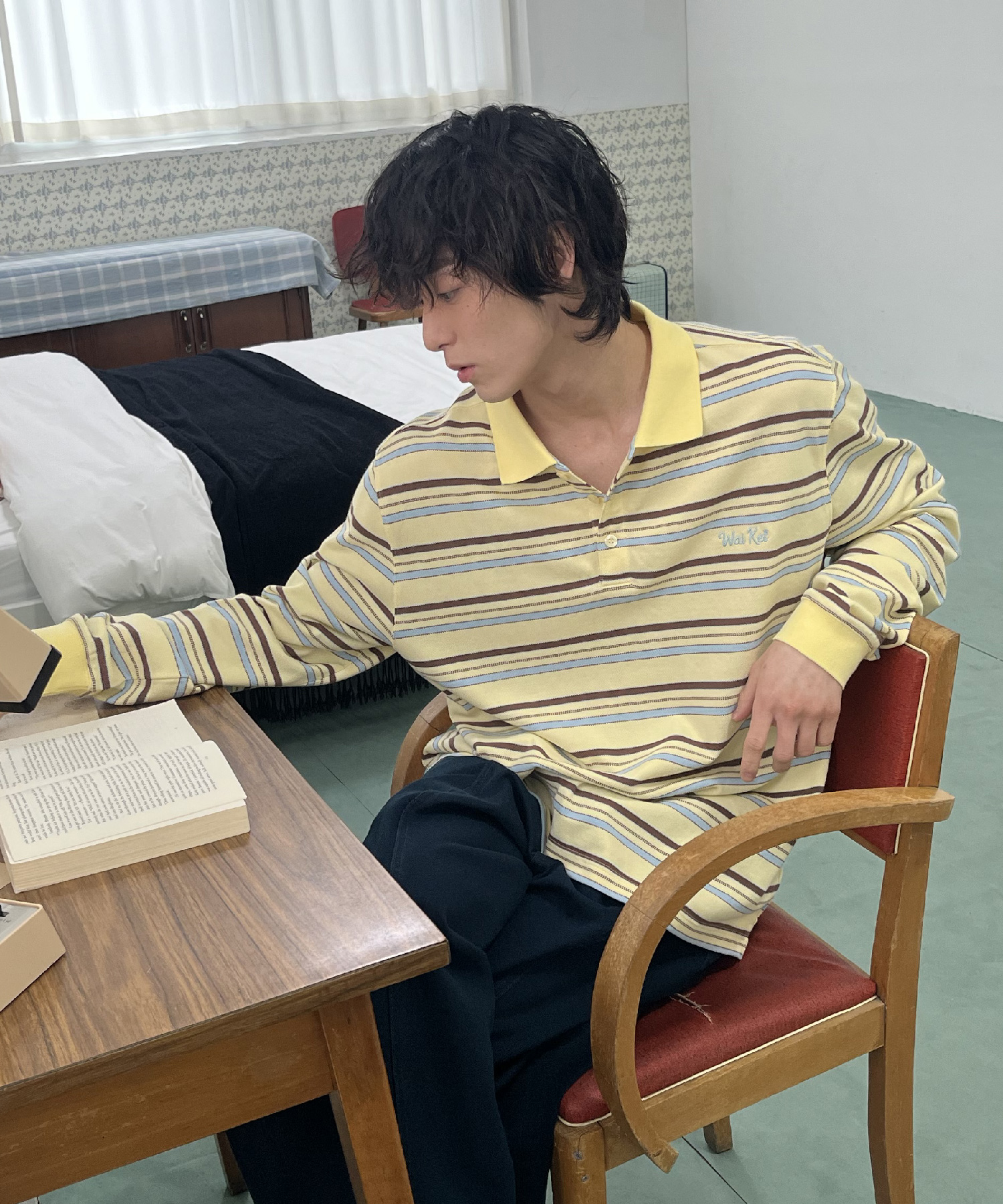 Stripe Logo Pique Long Sleeve T-shirt YELLOW