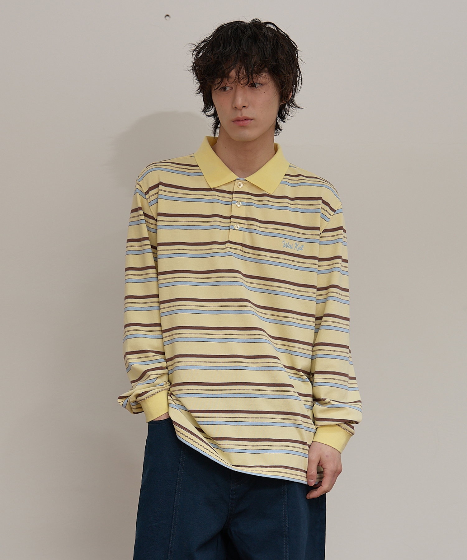 Stripe Logo Pique Long Sleeve T-shirt YELLOW