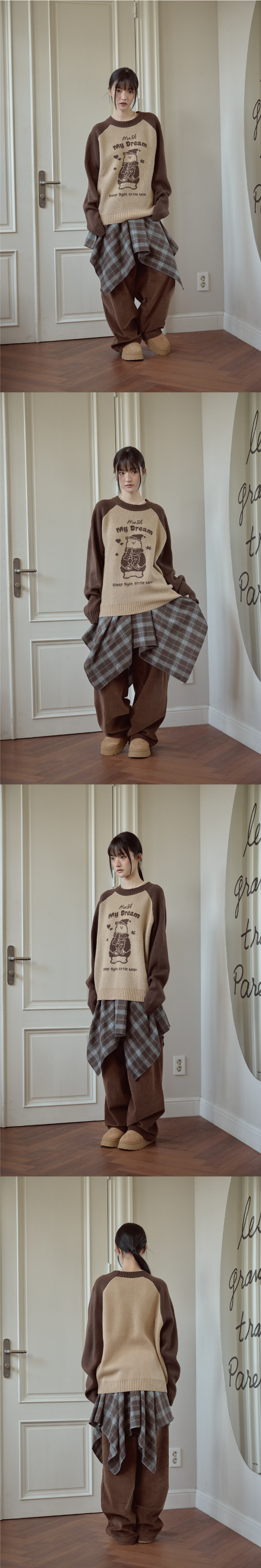 BEAR RAGLAN PULLOVER KNIT - 2 COLORS BROWN