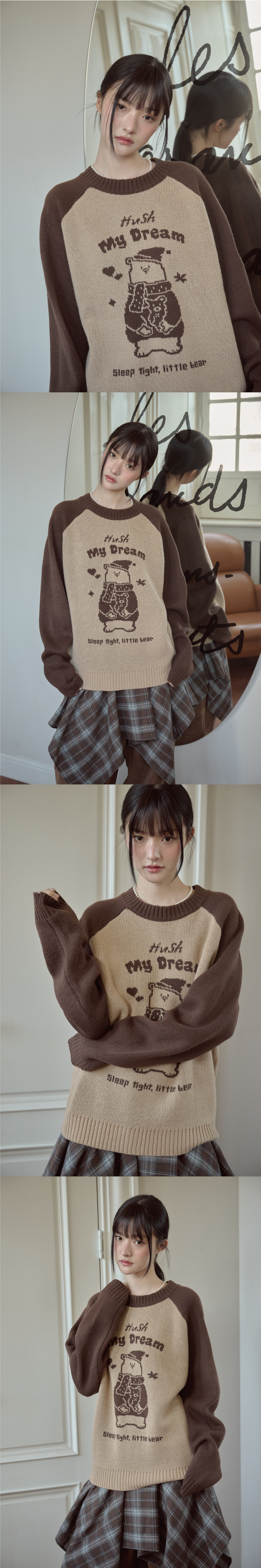 BEAR RAGLAN PULLOVER KNIT - 2 COLORS BROWN