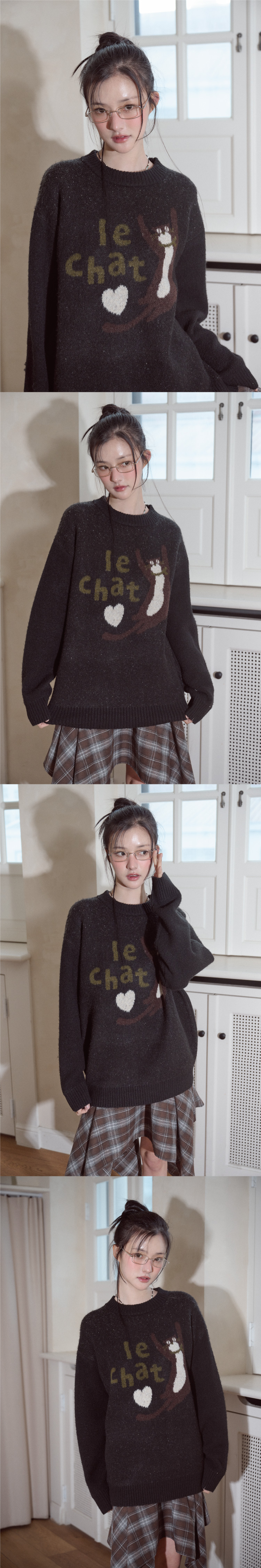 LE CHAT PULLOVER KNIT - 2 COLORS BLACK