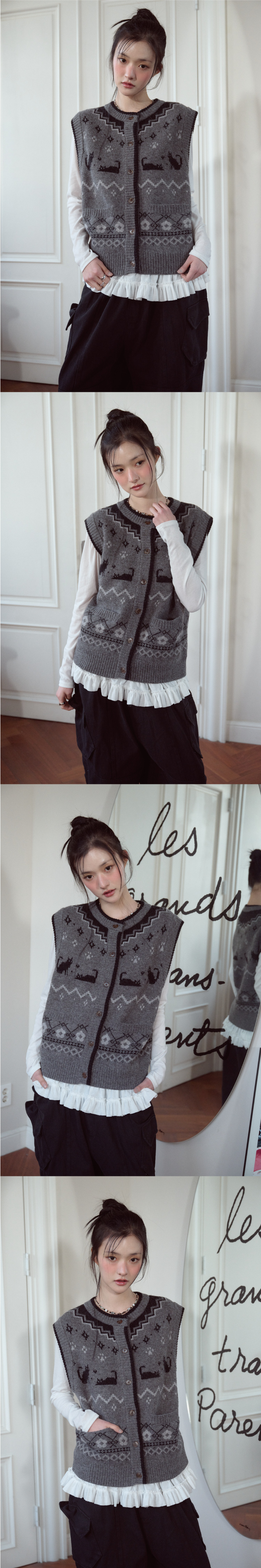 CAT KNIT - 2 COLORS CHARCOAL