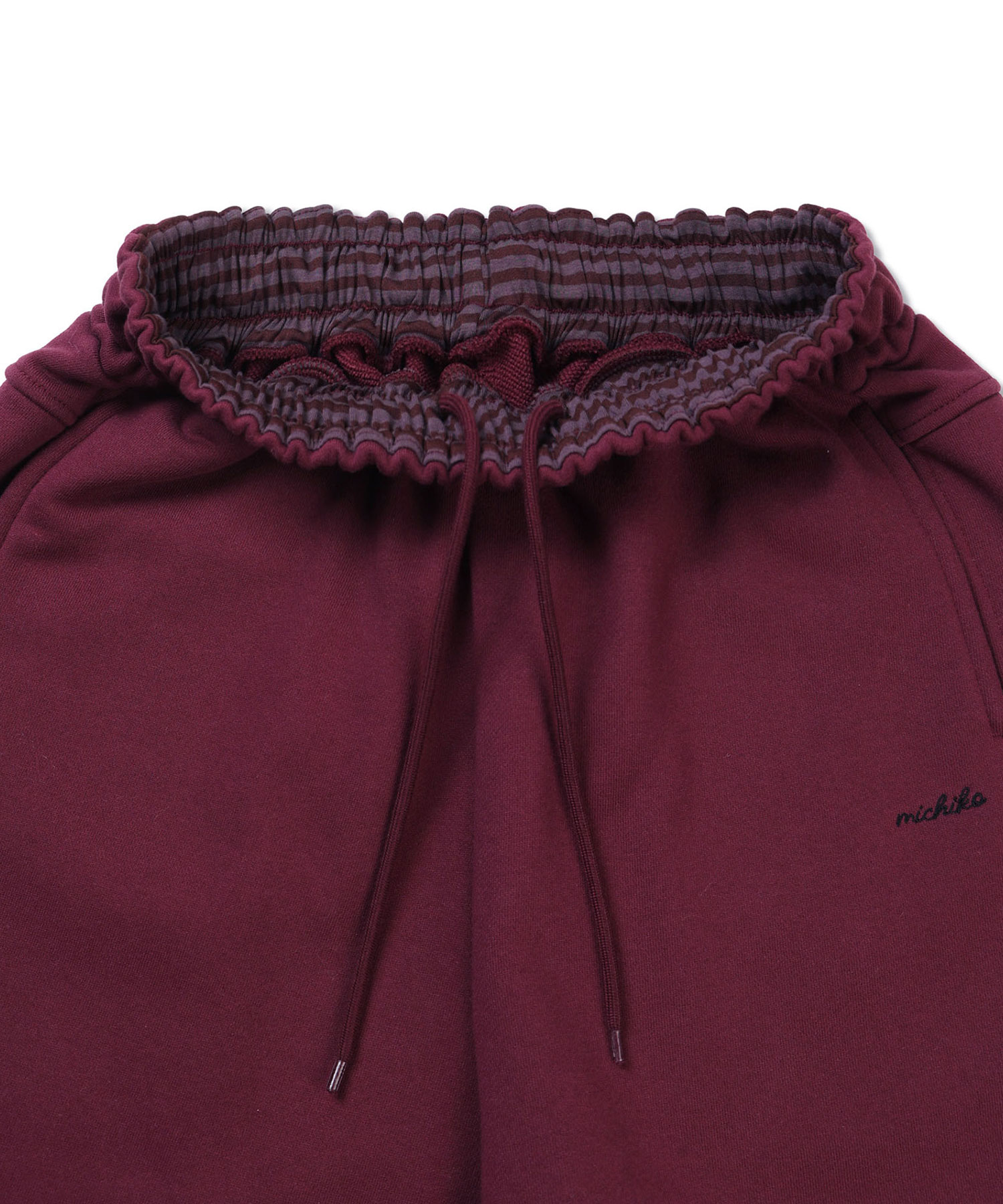 Folded Waist Sweat Pants Burgundy
