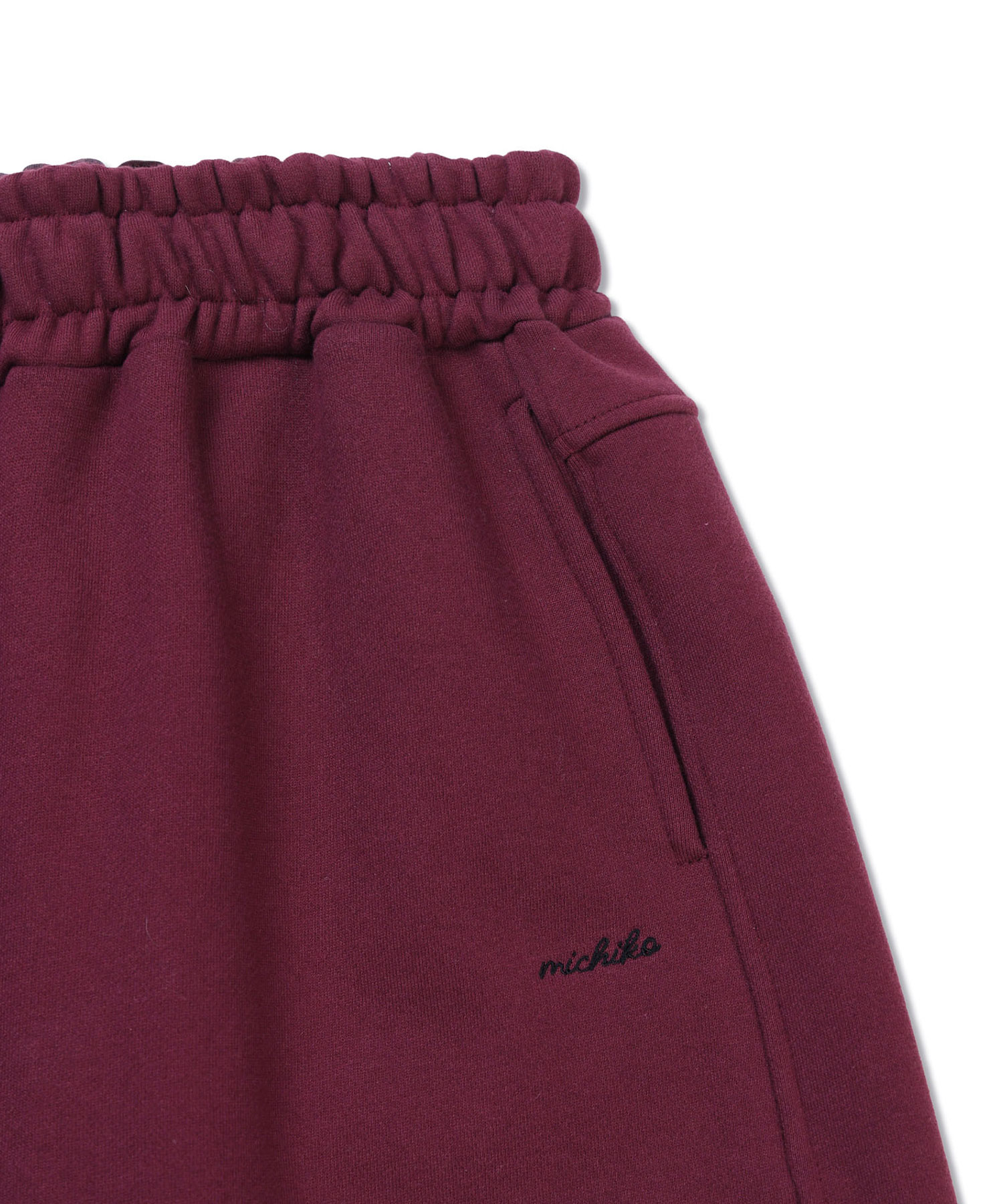 Folded Waist Sweat Pants Burgundy
