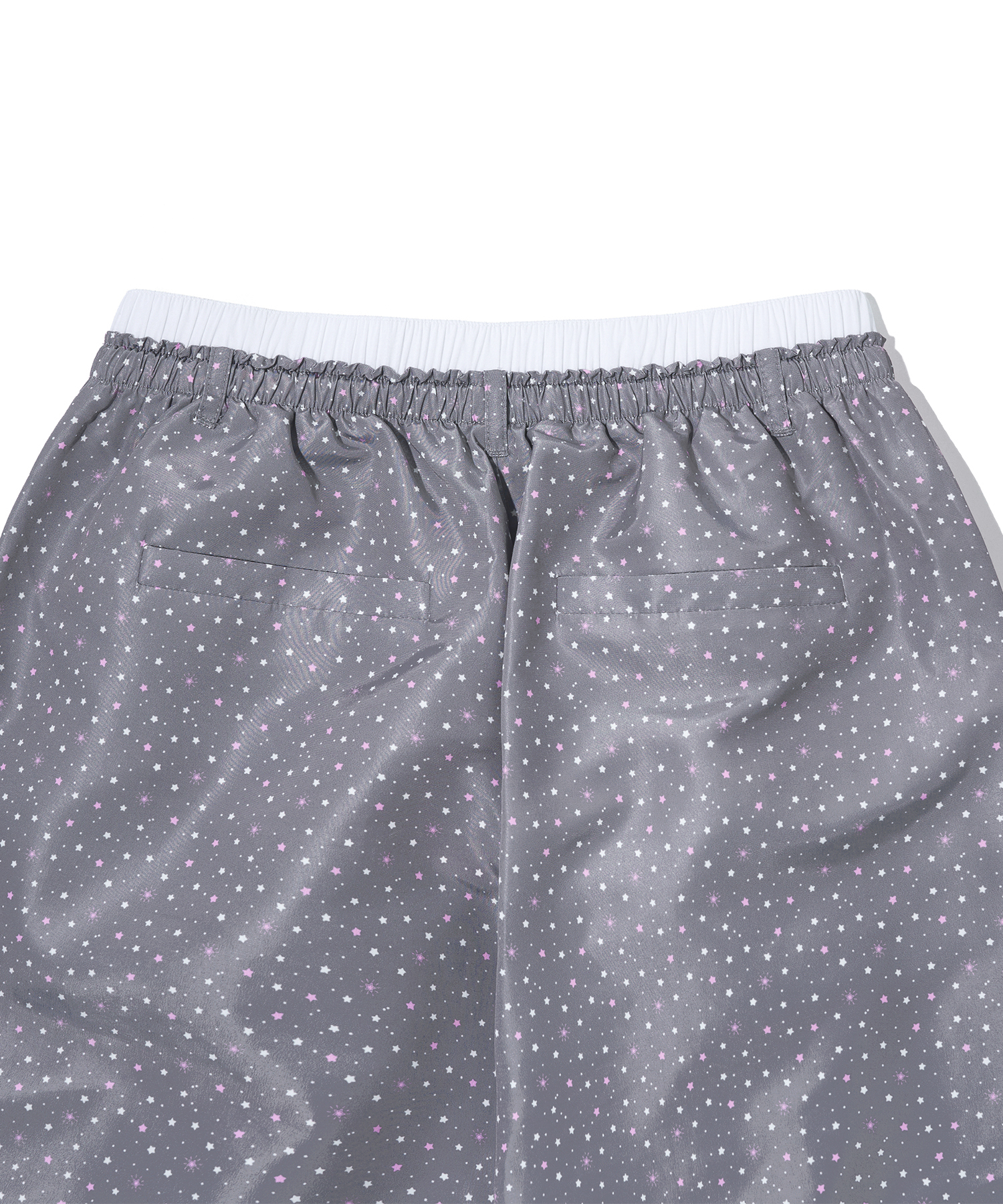 [YOUHEEXOTZ] STAR PATTERN LAYERED BANDING TRACK PANTS_GREY